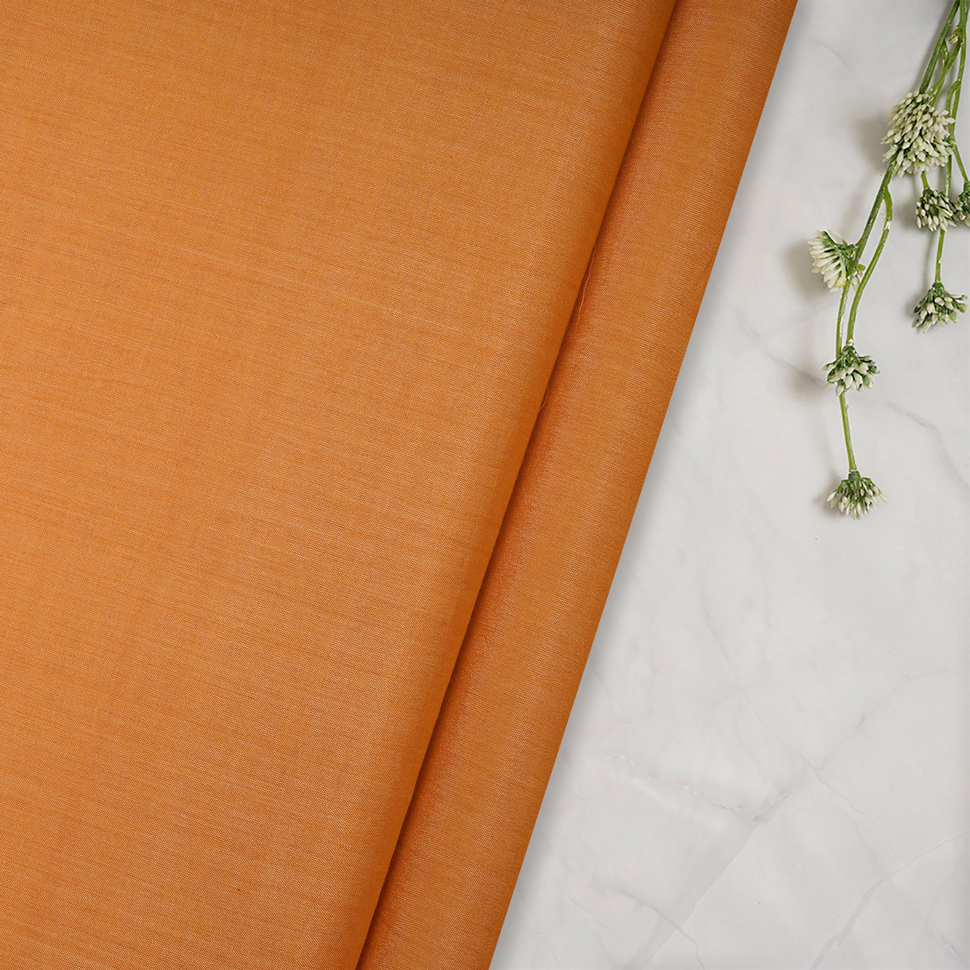 (Pre-Cut 5.00 Mtr) Mustard Color Tussar Silk Cotton Fabric