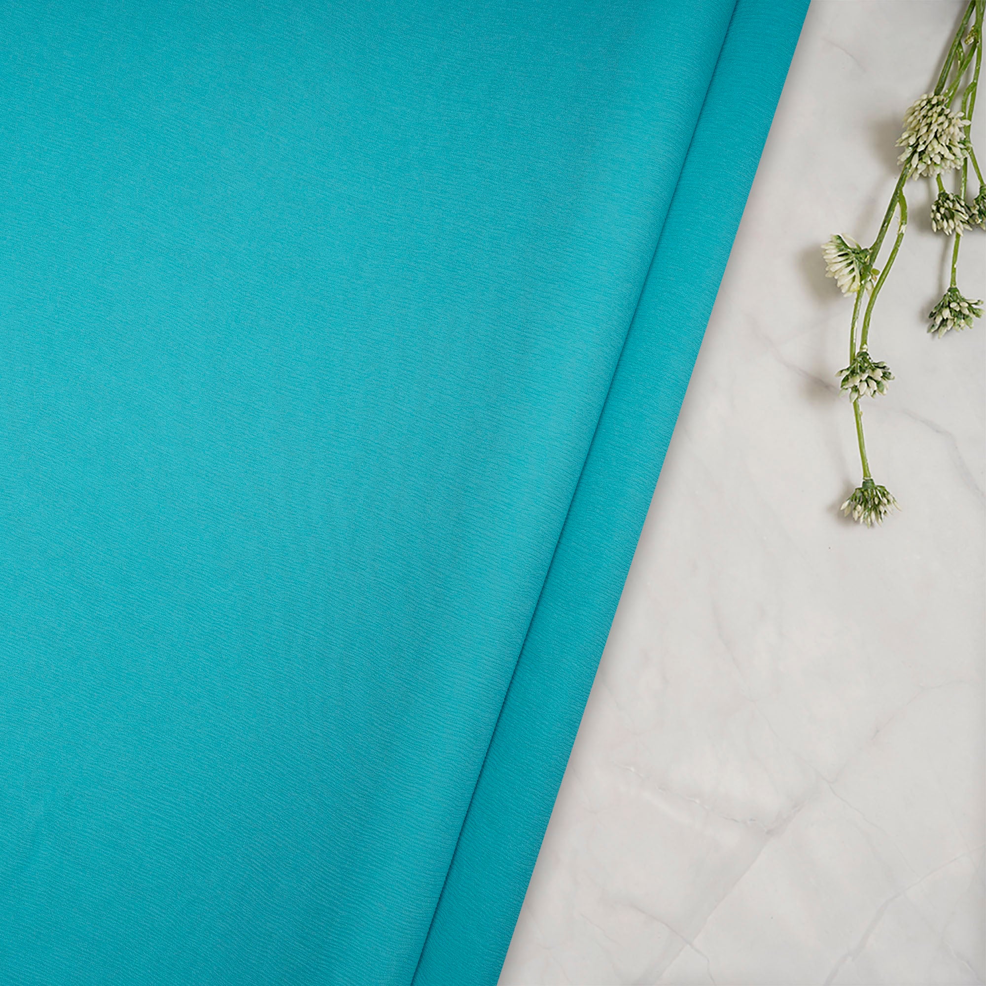 (Pre Cut 4.50 Mtr) Sea Green Chiffon Silk Fabric