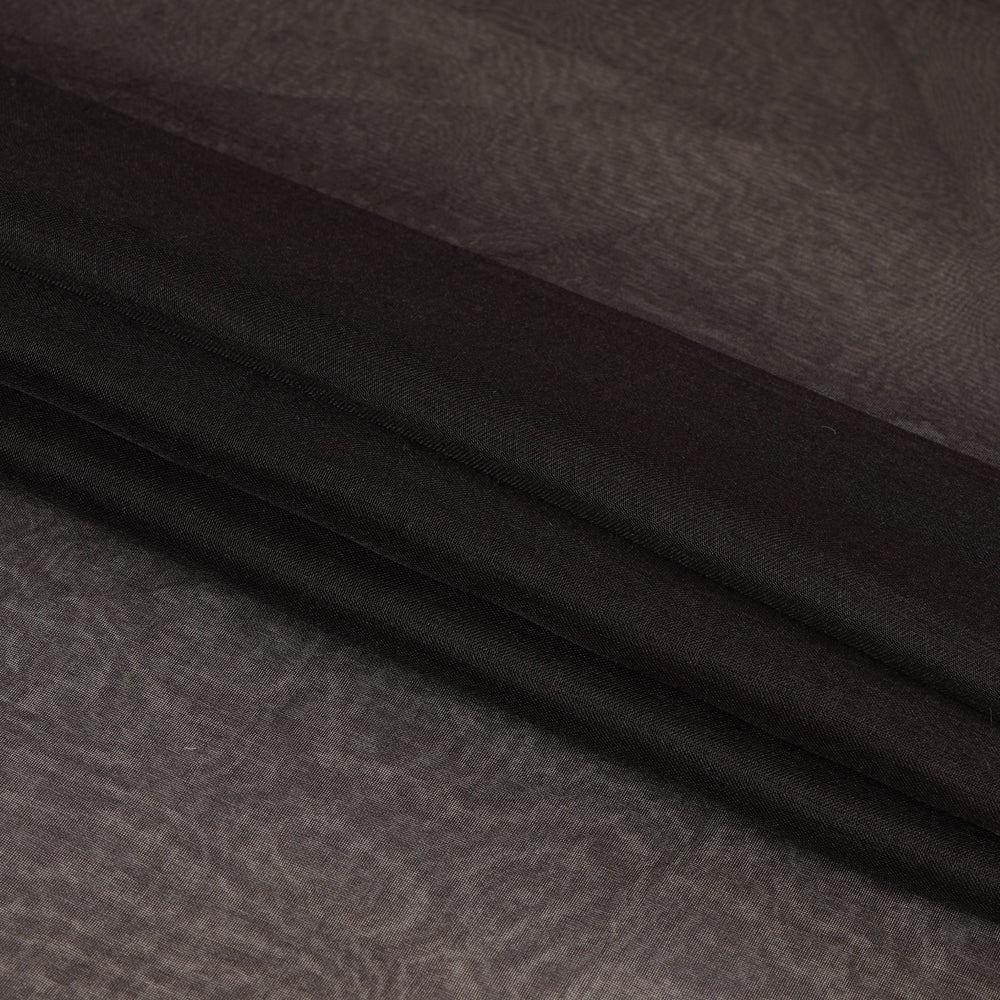 (Pre Cut 0.60 Mtr Piece) Black Color Organza Silk Fabric