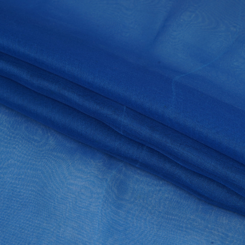 (Pre Cut 0.90 Mtr Piece) Blue Color Organza Silk Fabric