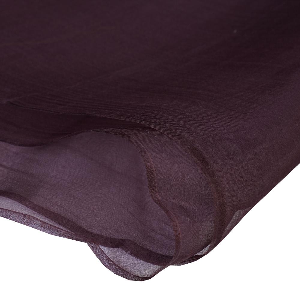 (Pre Cut 1.60 Mtr Piece) Brown Color Organza Silk Fabric