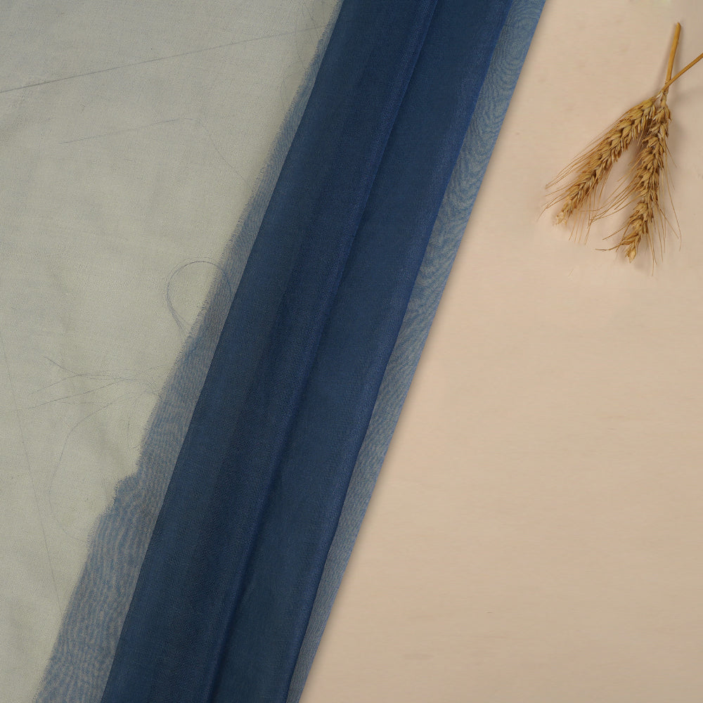 (Pre Cut 3.50 Mtr Piece) Blue Color Pure Organza Silk Fabric