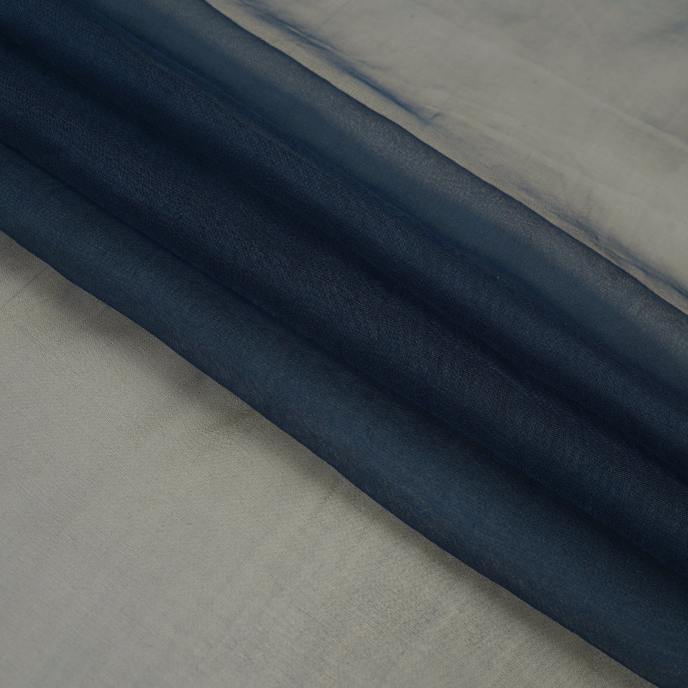(Pre Cut 3.50 Mtr Piece) Blue Color Pure Organza Silk Fabric