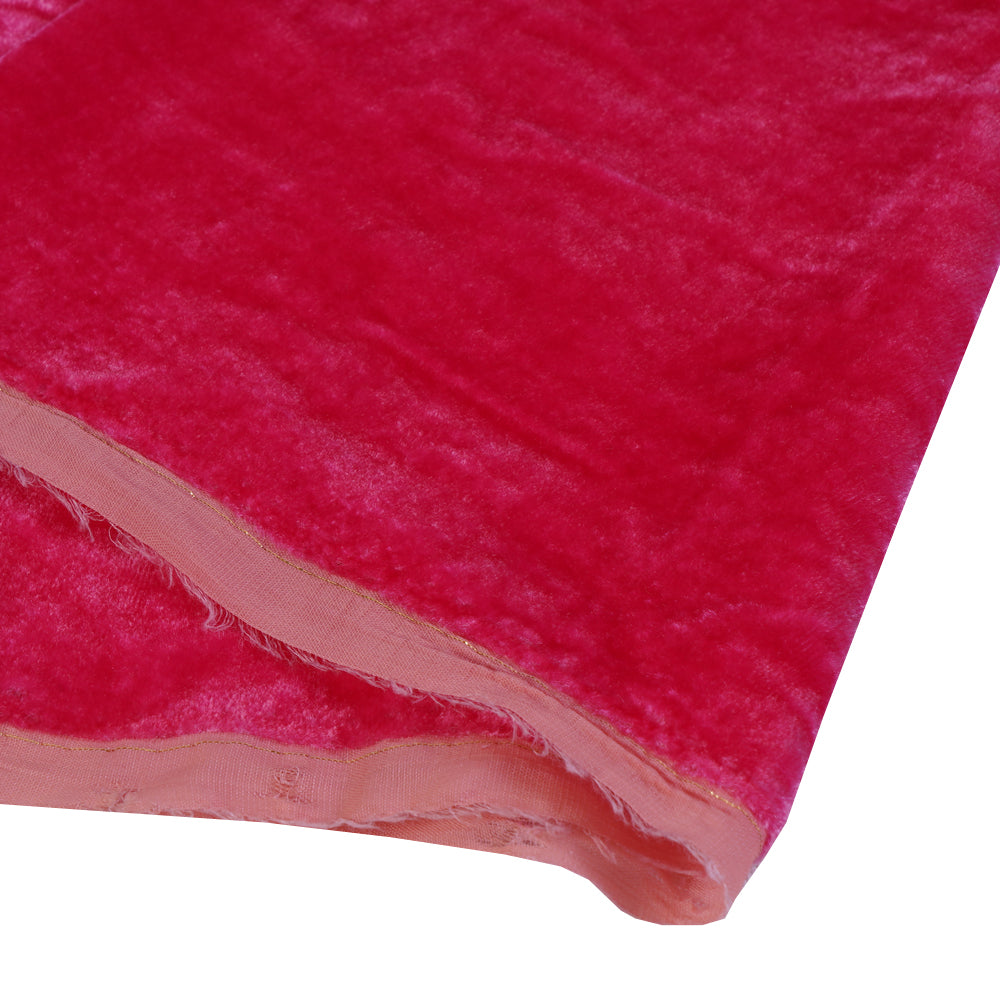 (Pre Cut 2 Mtr Piece) Pink Color Silk Viscose Velvet Fabric
