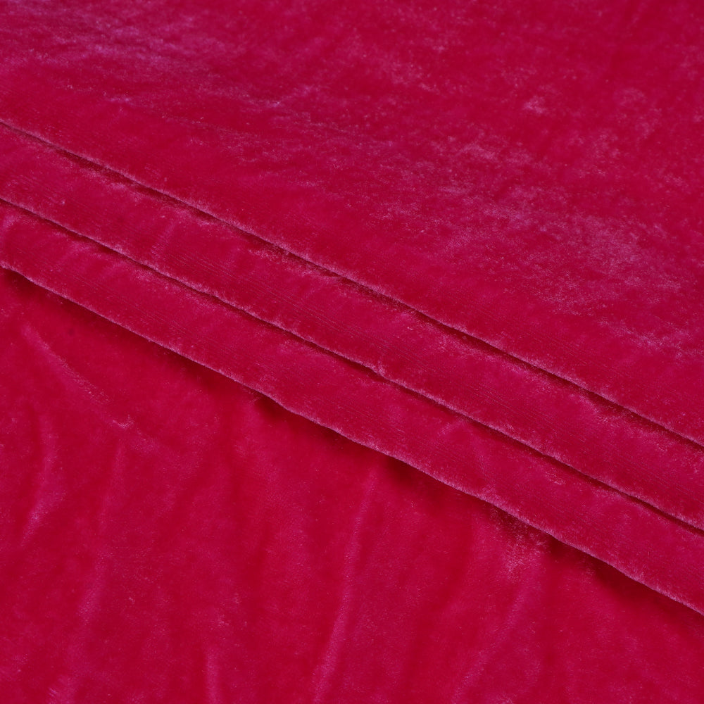 (Pre Cut 2 Mtr Piece) Pink Color Silk Viscose Velvet Fabric
