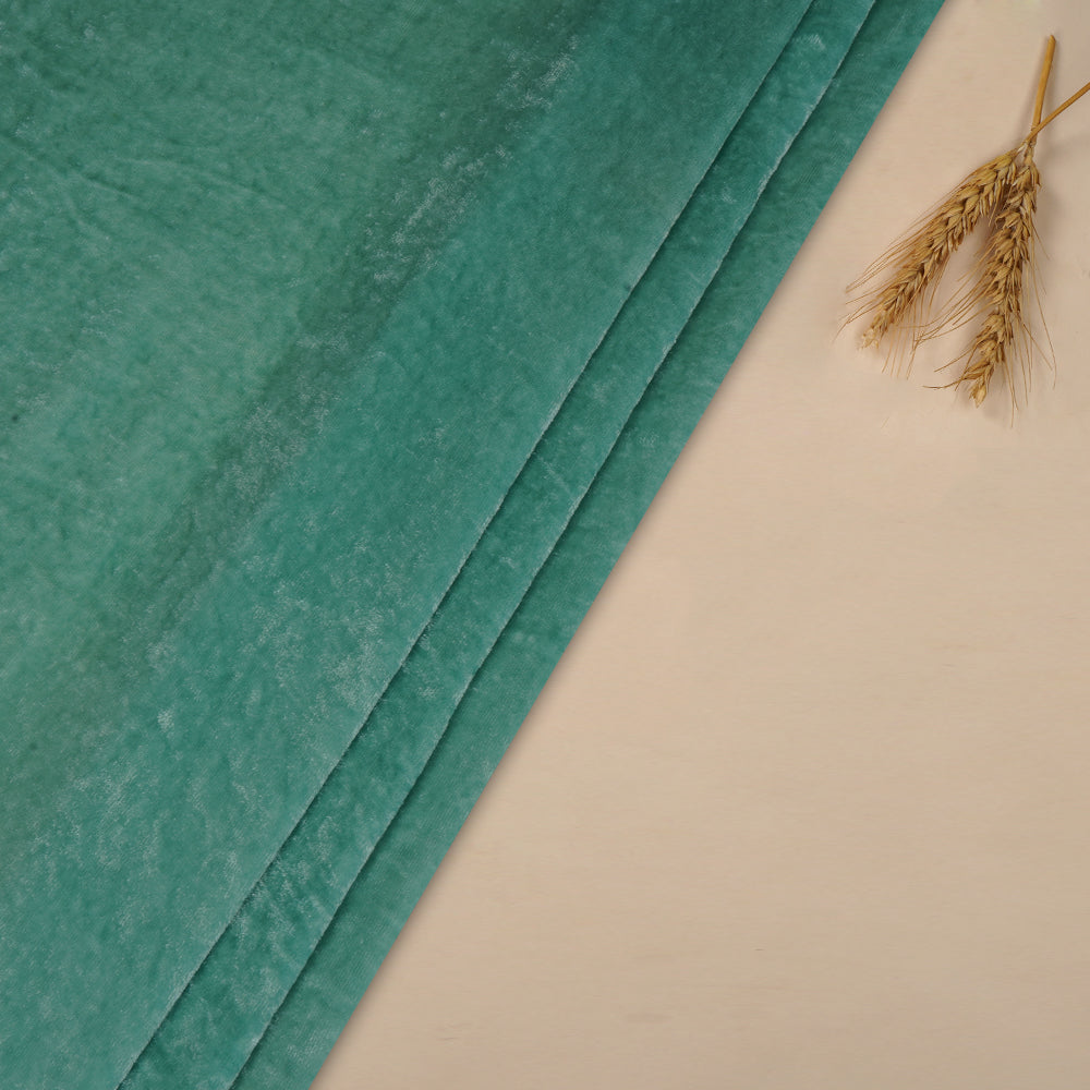 (Pre Cut 2.50 Mtr Piece) Sage Green Color Silk Viscose Velvet Fabric