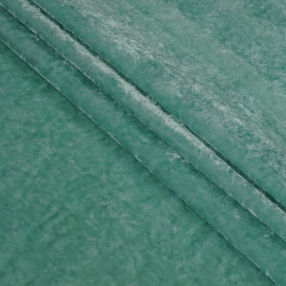 (Pre Cut 2.50 Mtr Piece) Sage Green Color Silk Viscose Velvet Fabric