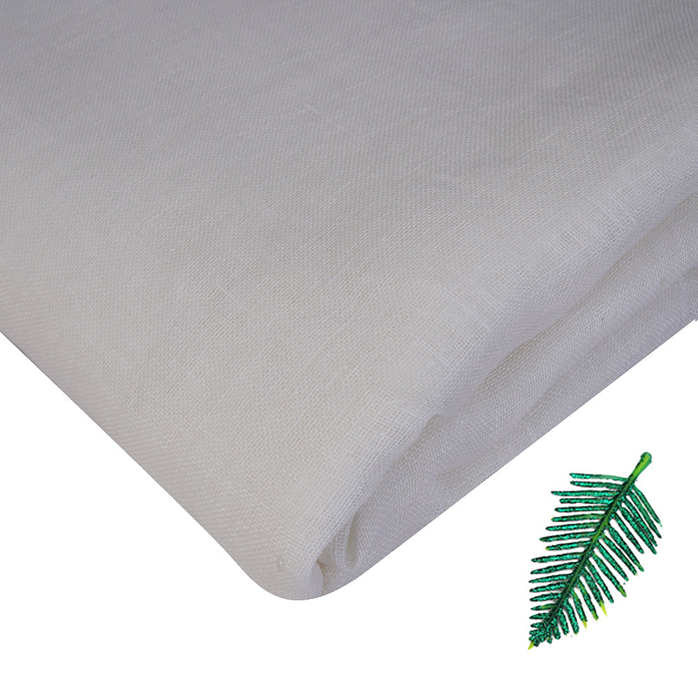 (Pre-Cut 1.50 Mtr ) White Color Gauze Linen Fabric