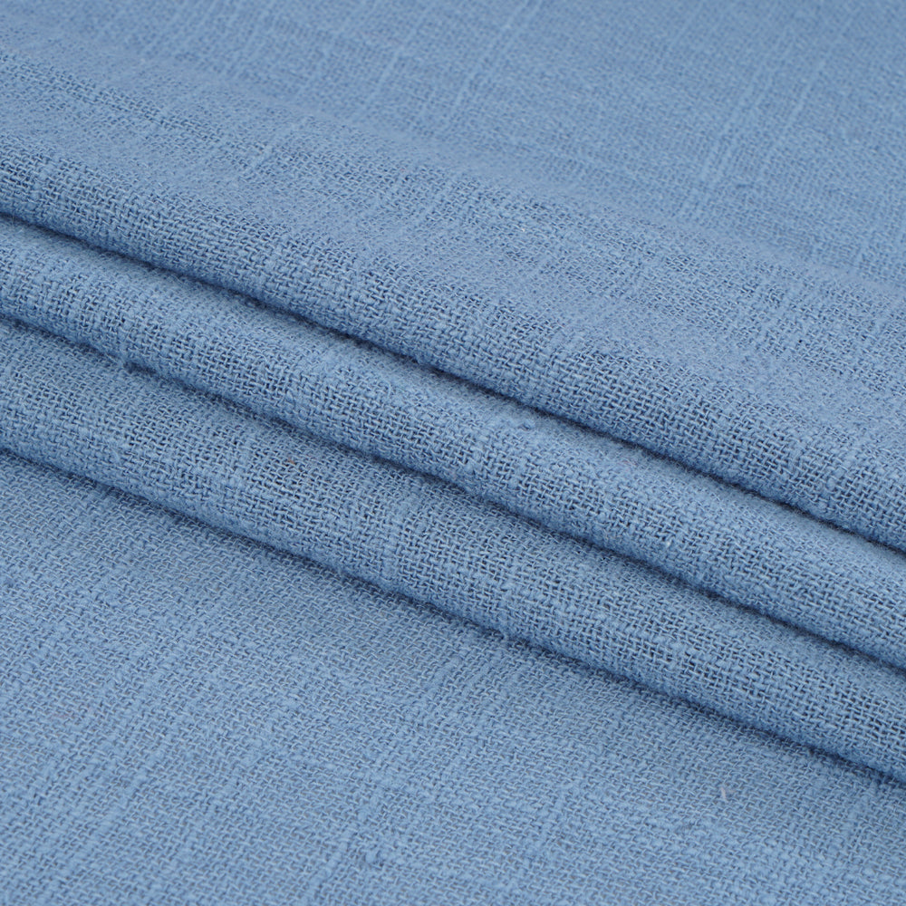 (Pre Cut 0.75 Mtr Piece) Baby Blue Color Cotton Matka Fabric
