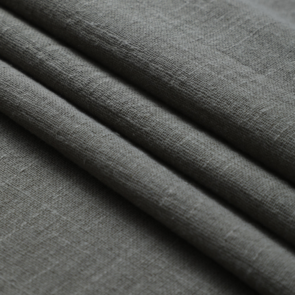 (Pre-Cut 1 Mtr ) Moss Color Mill Dyed Cotton Viscose Slub Fabric