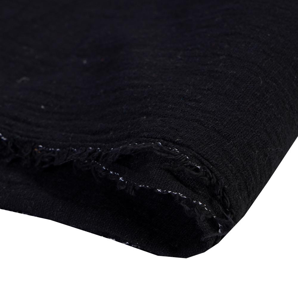 (Pre Cut 1.70 Mtr Piece) Black Color Cotton Matka Fabric