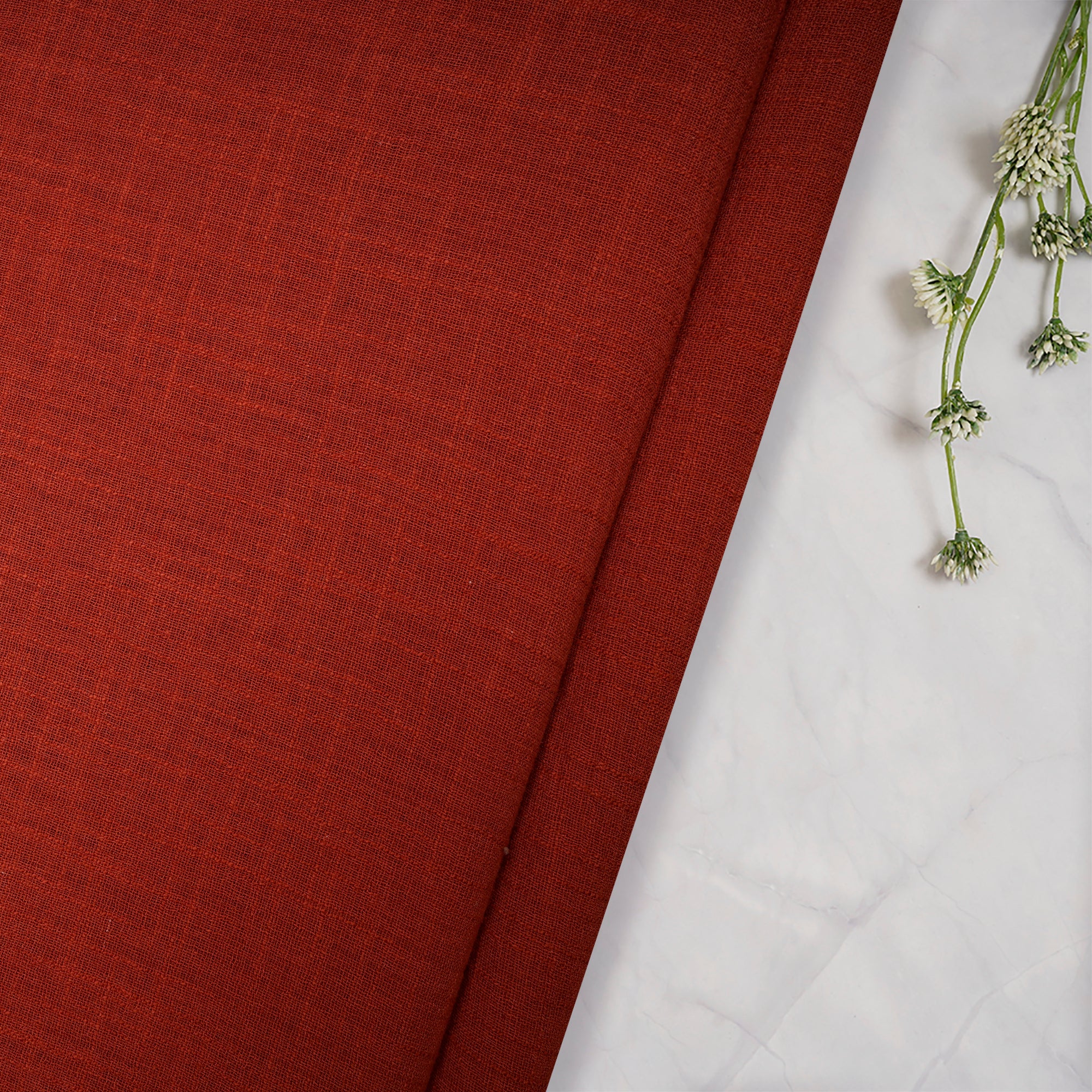 (Pre Cut 2.70 Mtr )Brown Color Mill Dyed Cotton Viscose Slub Fabric