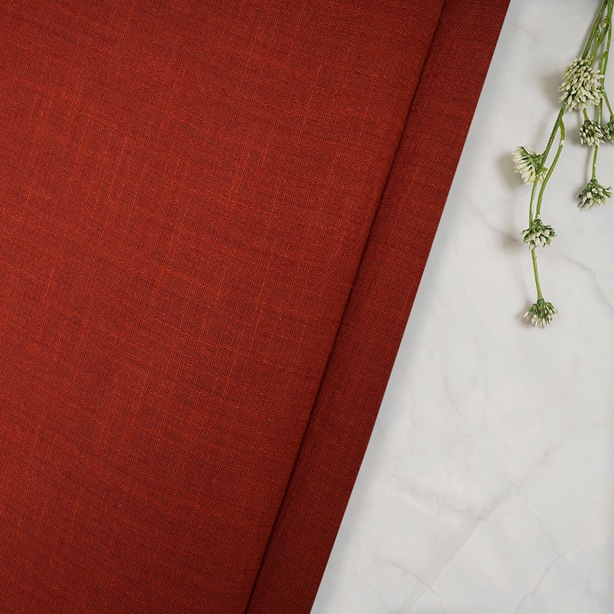 (Pre-Cut 3.50 Mtr )Brown Mill Dyed Cotton Viscose Slub Fabric