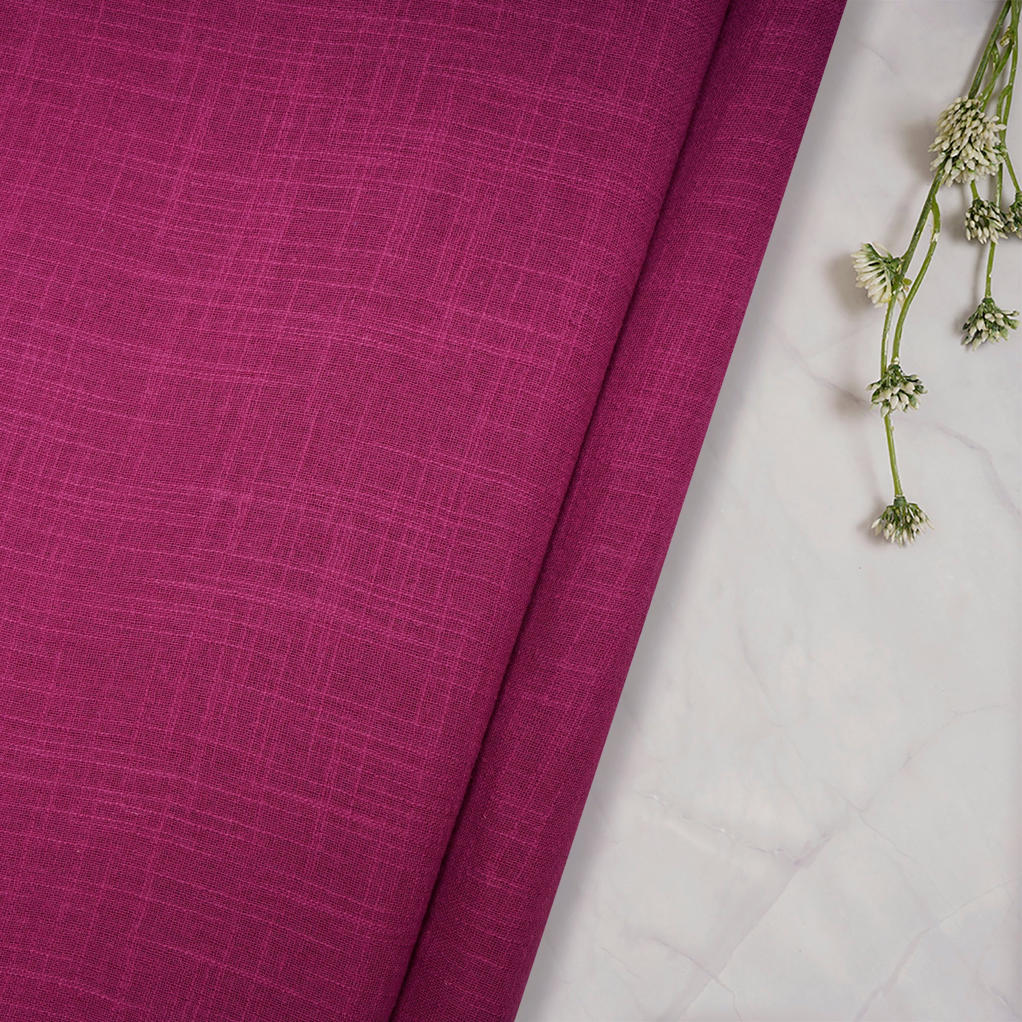 (Pre-Cut 4.10 Mtr ) Purple Mill Dyed Cotton Viscose Slub Fabric