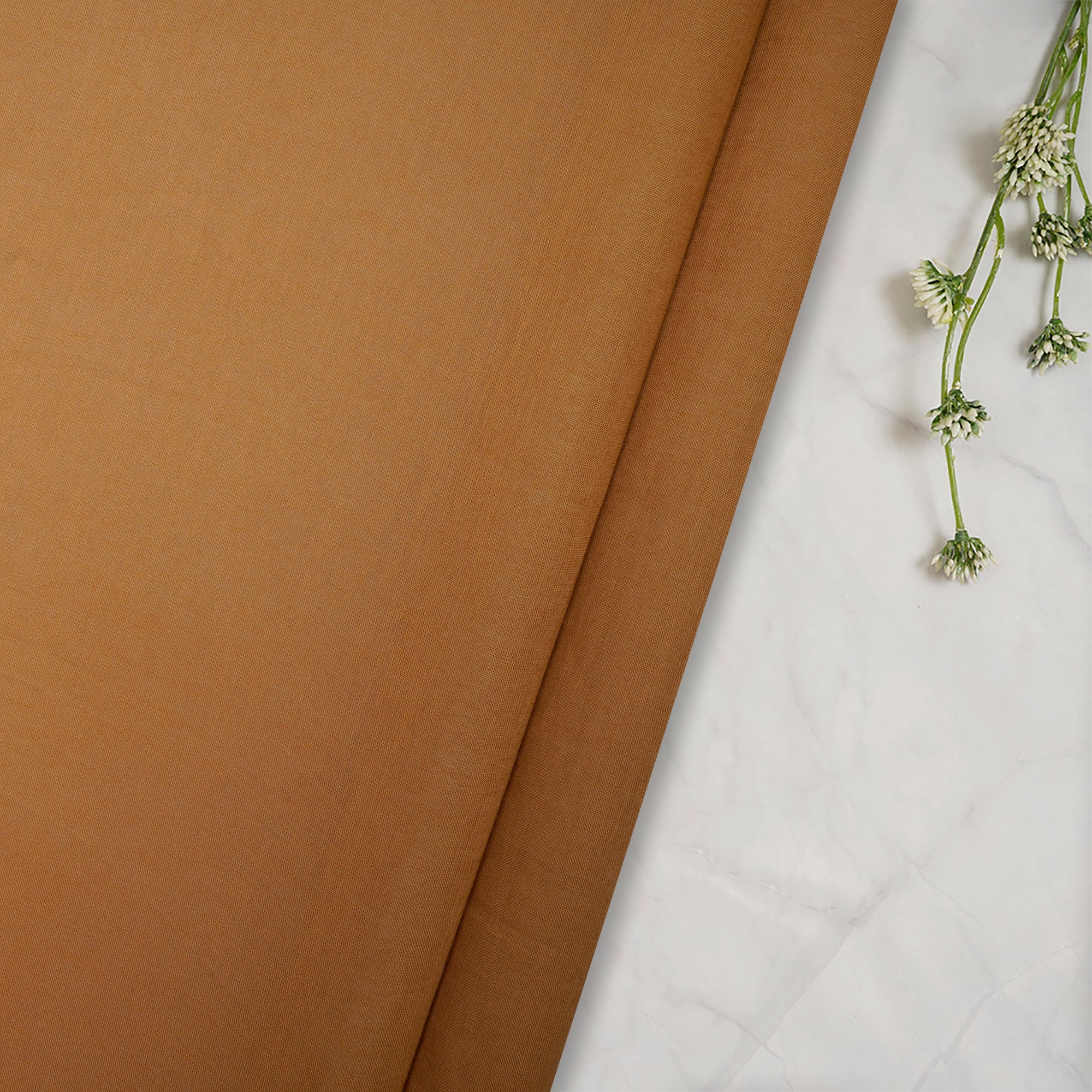 (Pre-Cut 2.95 Mtr) Dark Mustard Color Premium Cotton Mulmul Fabric