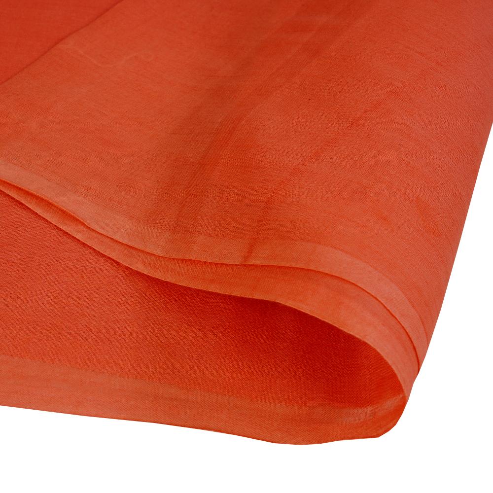 (Pre Cut 1.50 Mtr Piece) Carrot Color Cotton Mulmul Fabric