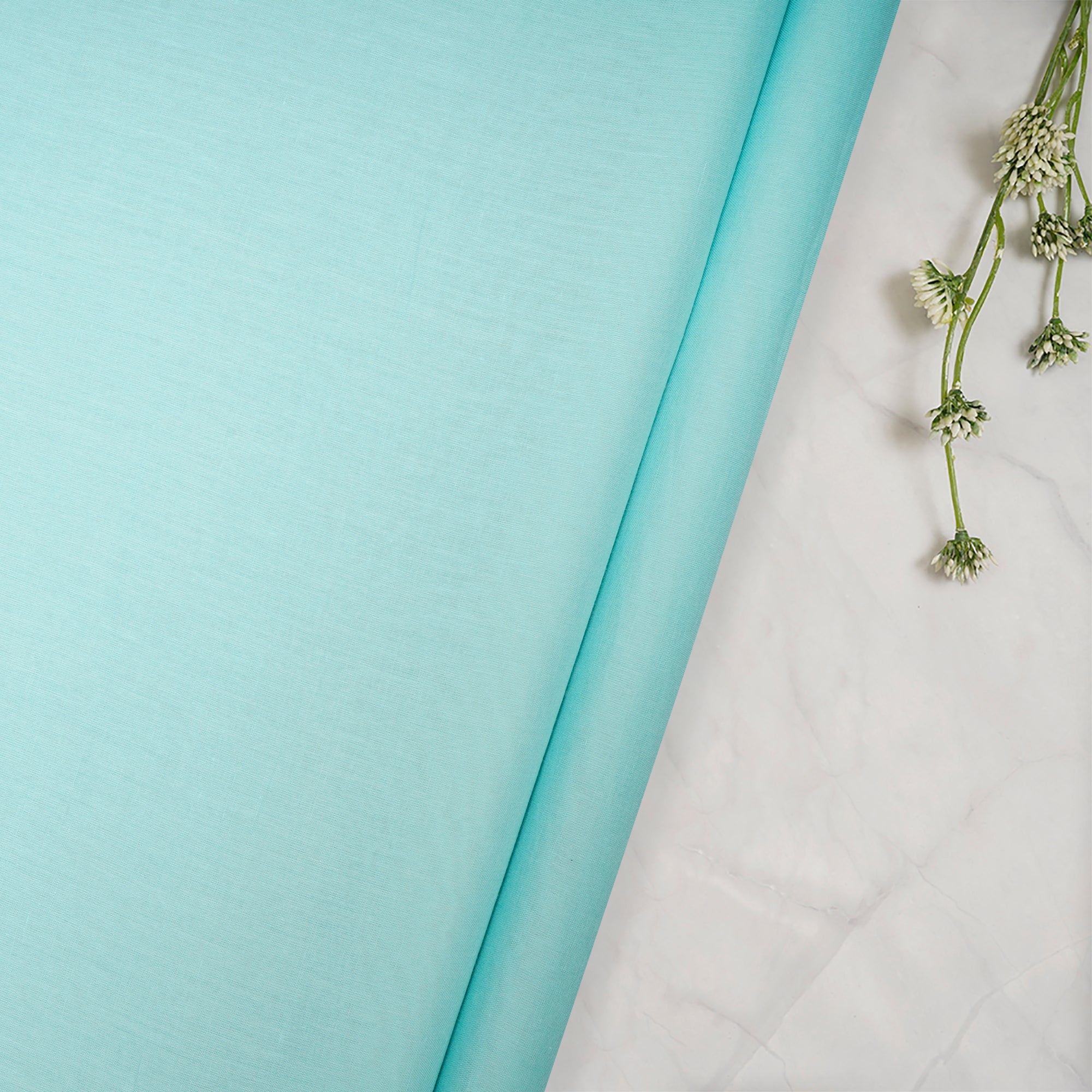 (Pre Cut 1.95 Mtr )Seafoam Green Cotton Mulmul Fabric