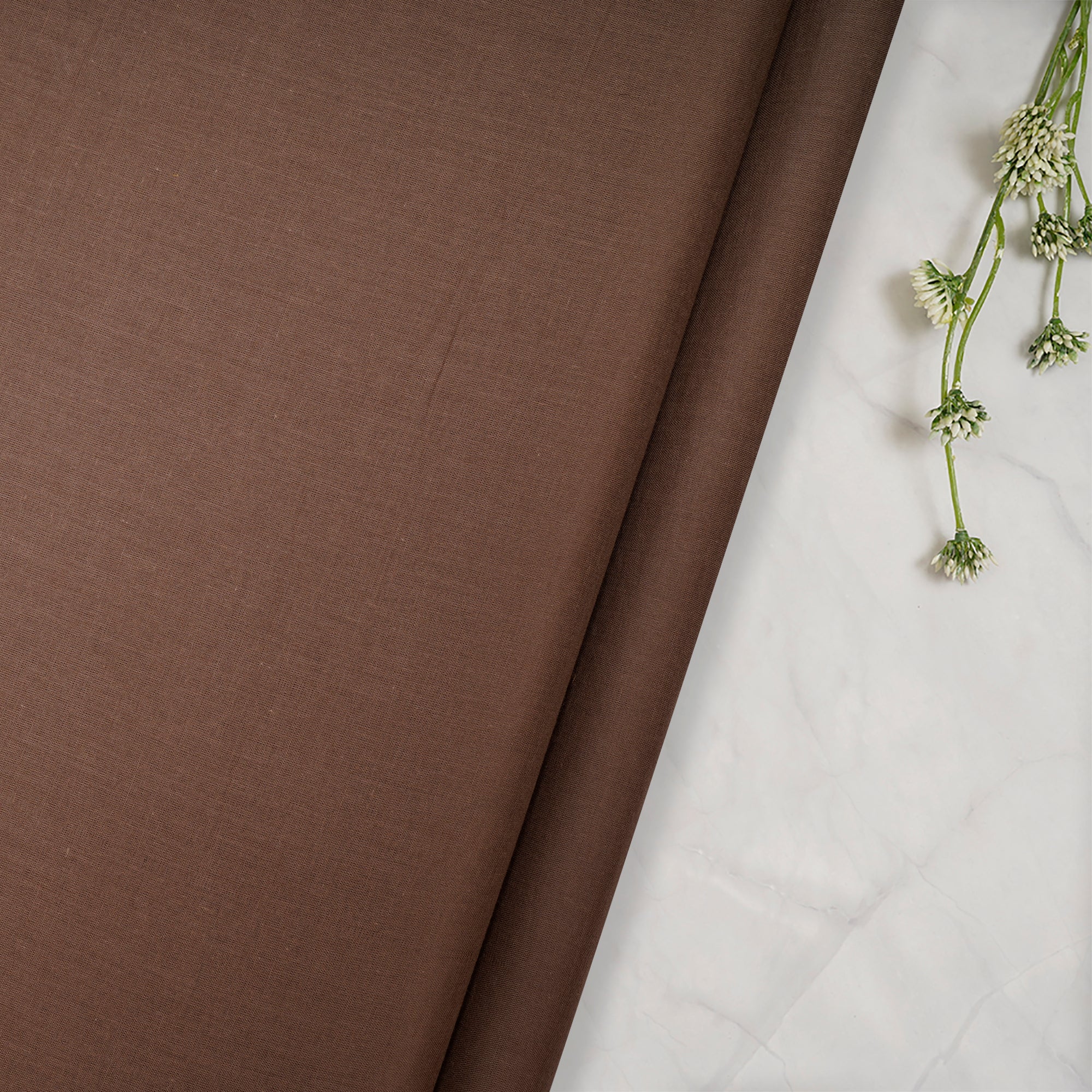 (Pre-Cut 2.50 Mtr )Brown Plain Cotton Voile Fabric
