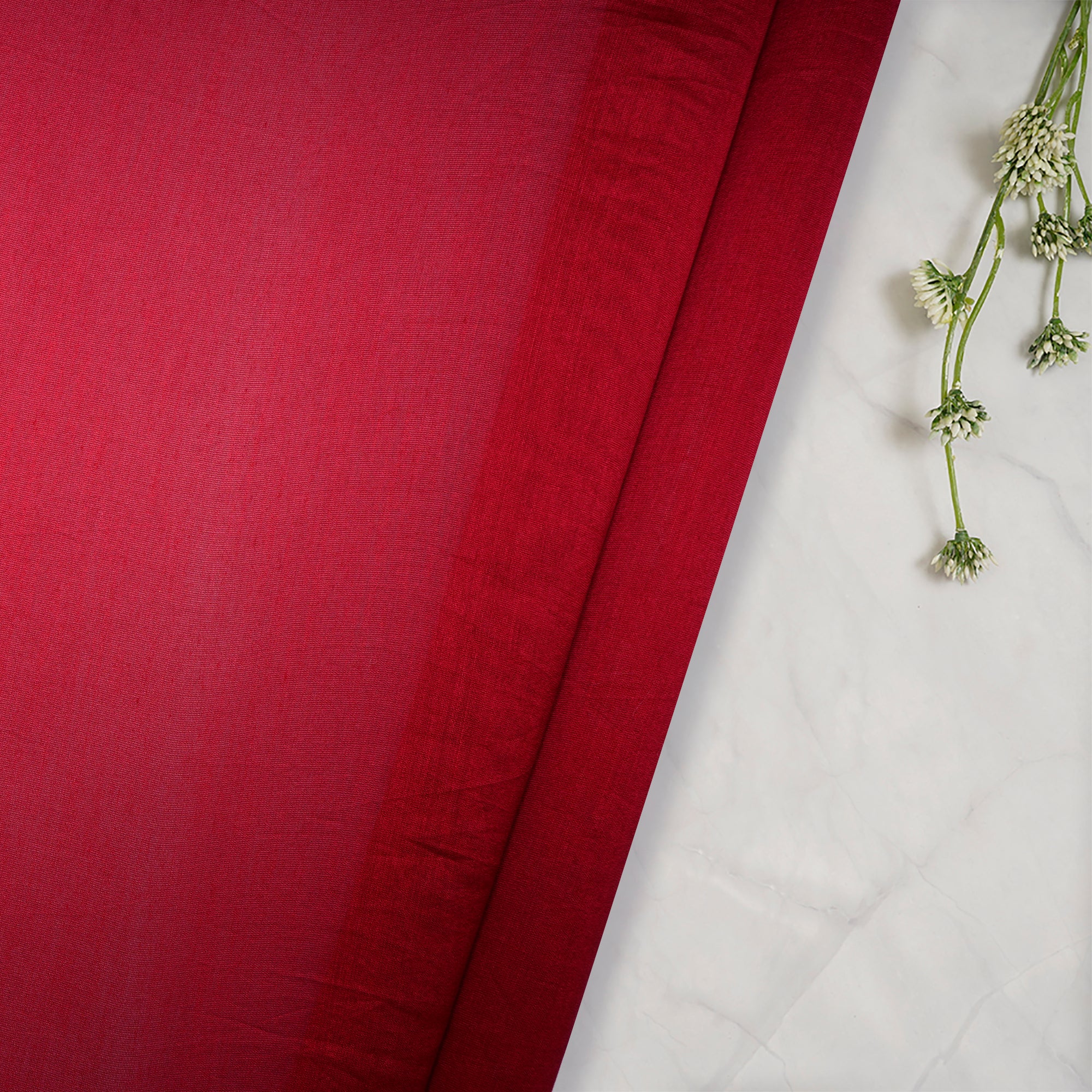(Pre Cut 1.1 Mtr )Maroon Piece Dyed Rapier Loom Pure Chanderi Fabric