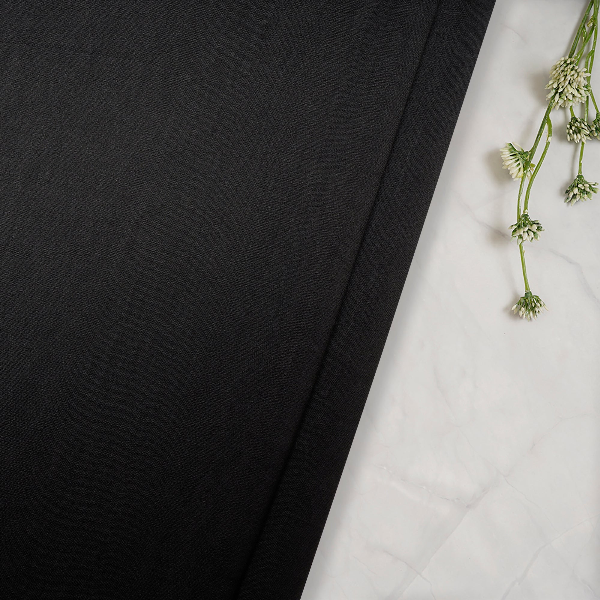 (Pre Cut 1.60 Mtr )Black Piece Dyed Pure Rapier Chanderi Fabric