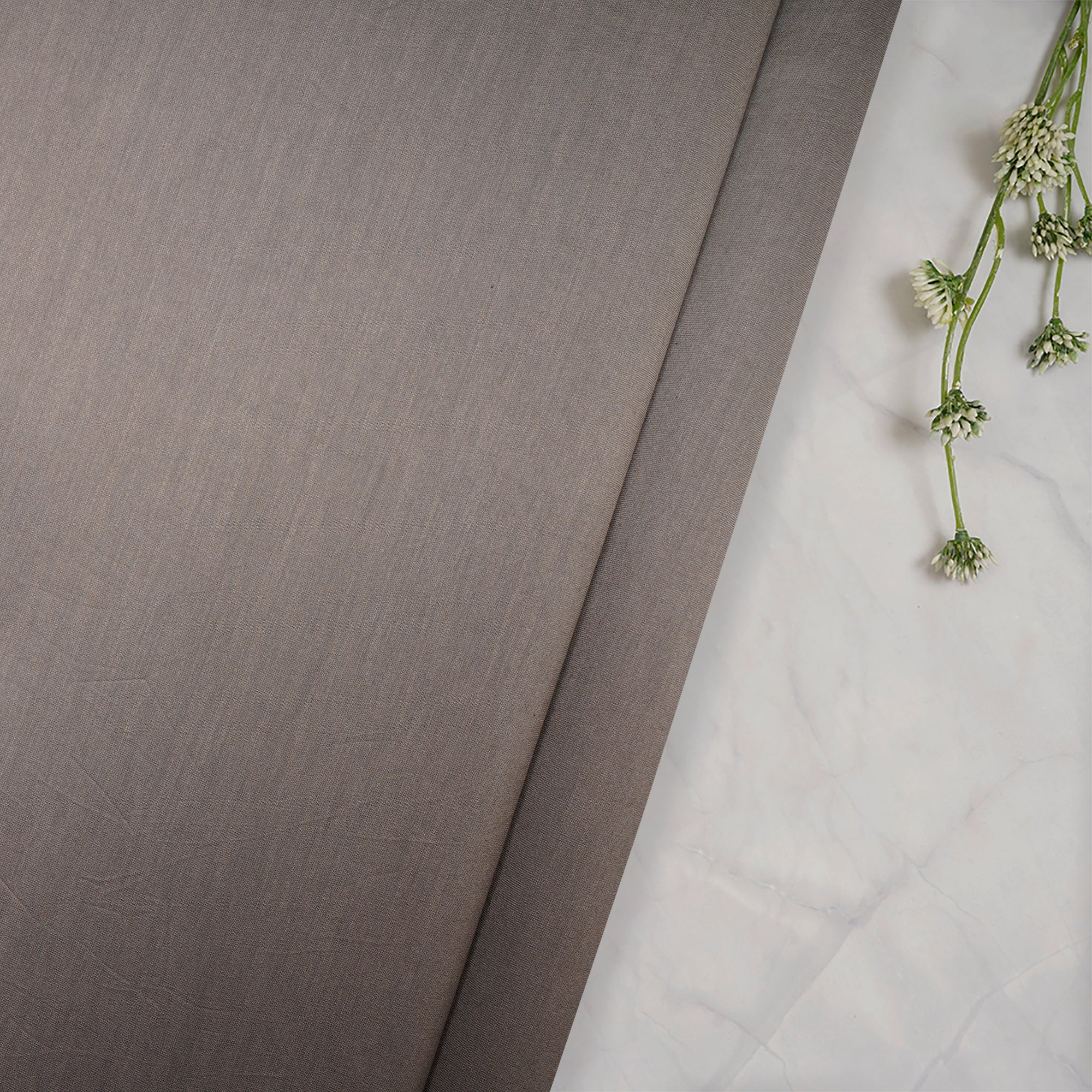 (Pre Cut 1.90 Mtr )Grey Piece Dyed Rapier Chanderi Fabric