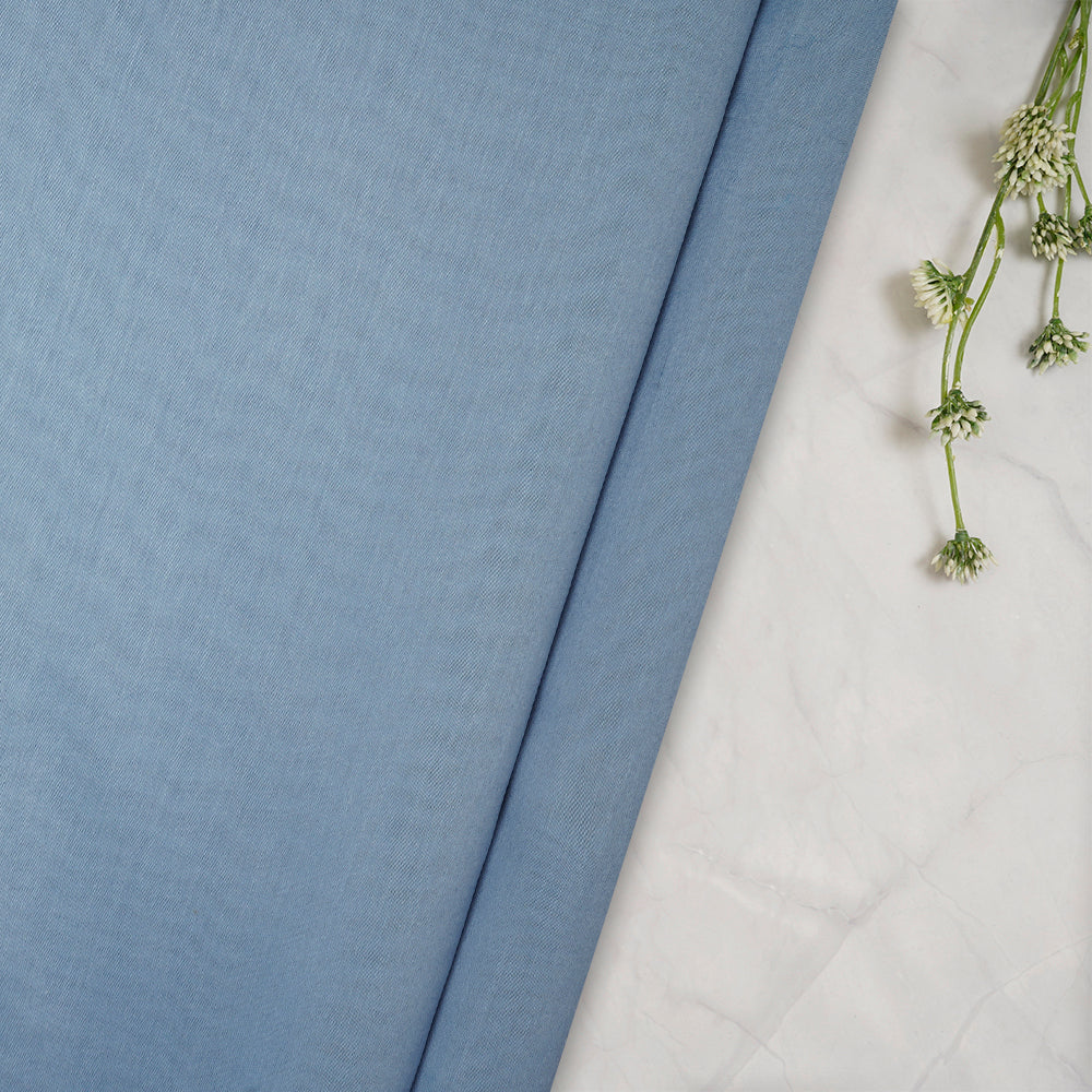 (Pre-Cut 2.40 Mtr) Ice Blue Color Rapier Chanderi Fabric