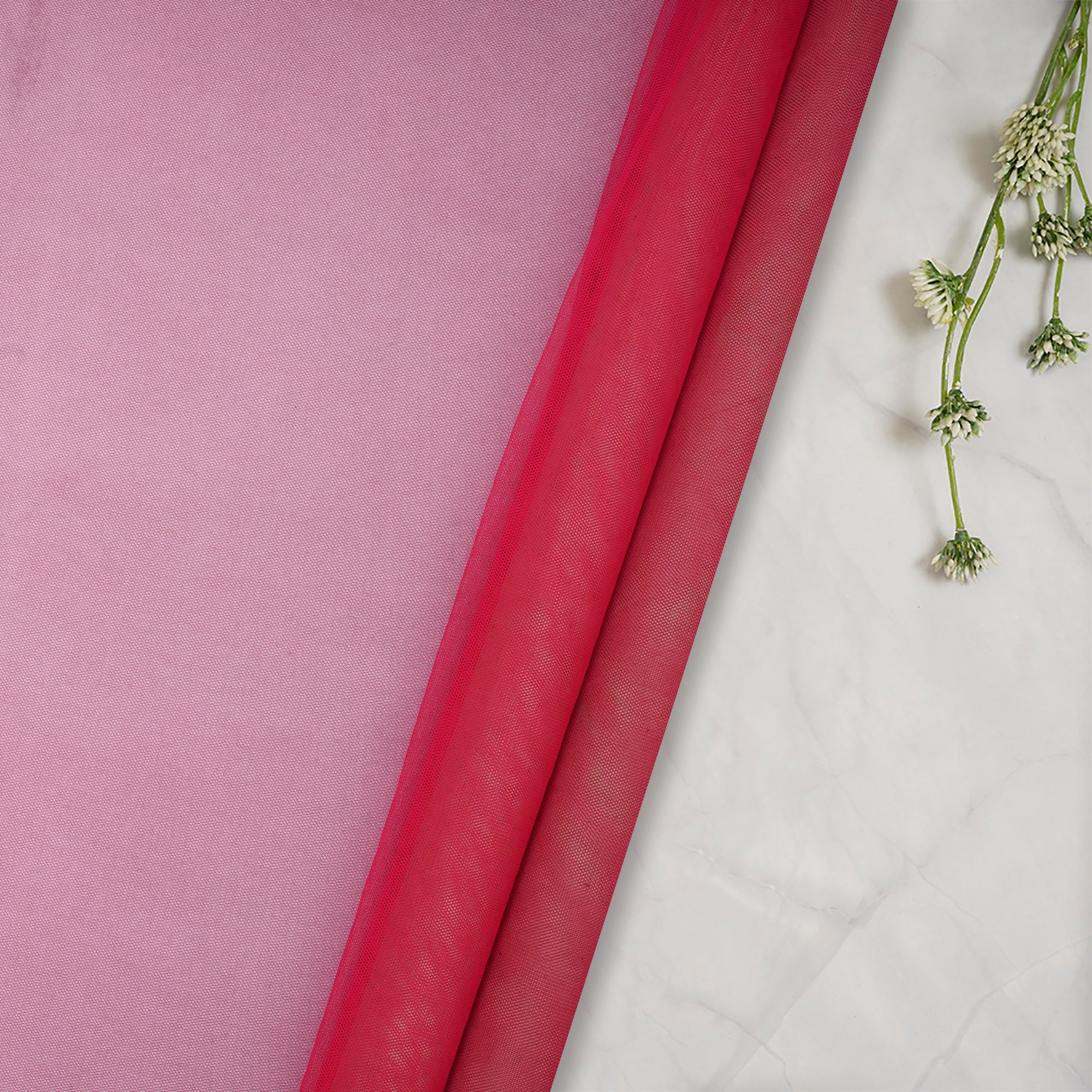 (Pre-Cut 1.50 Mtr) Bright Red Color Nylon Butterfly Net Fabric