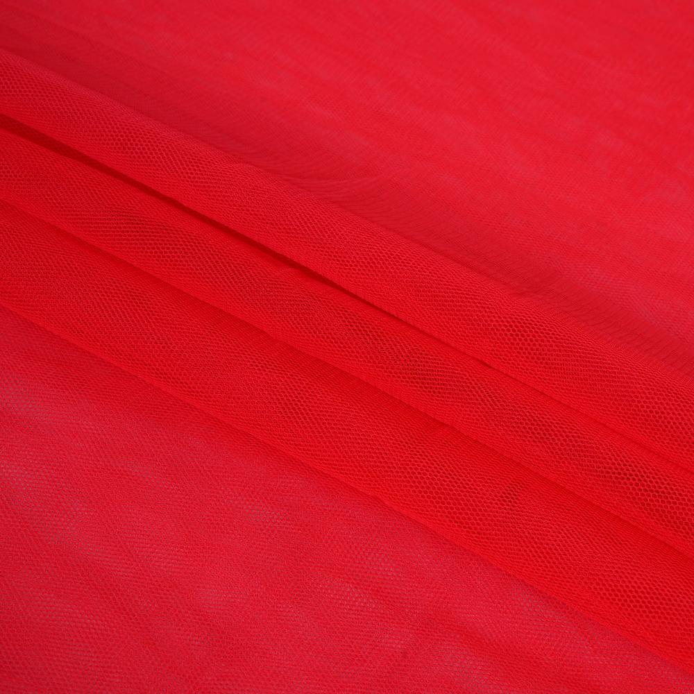 (Pre Cut 1.65 Mtr Piece) Red Color Butterfly Net Fabric