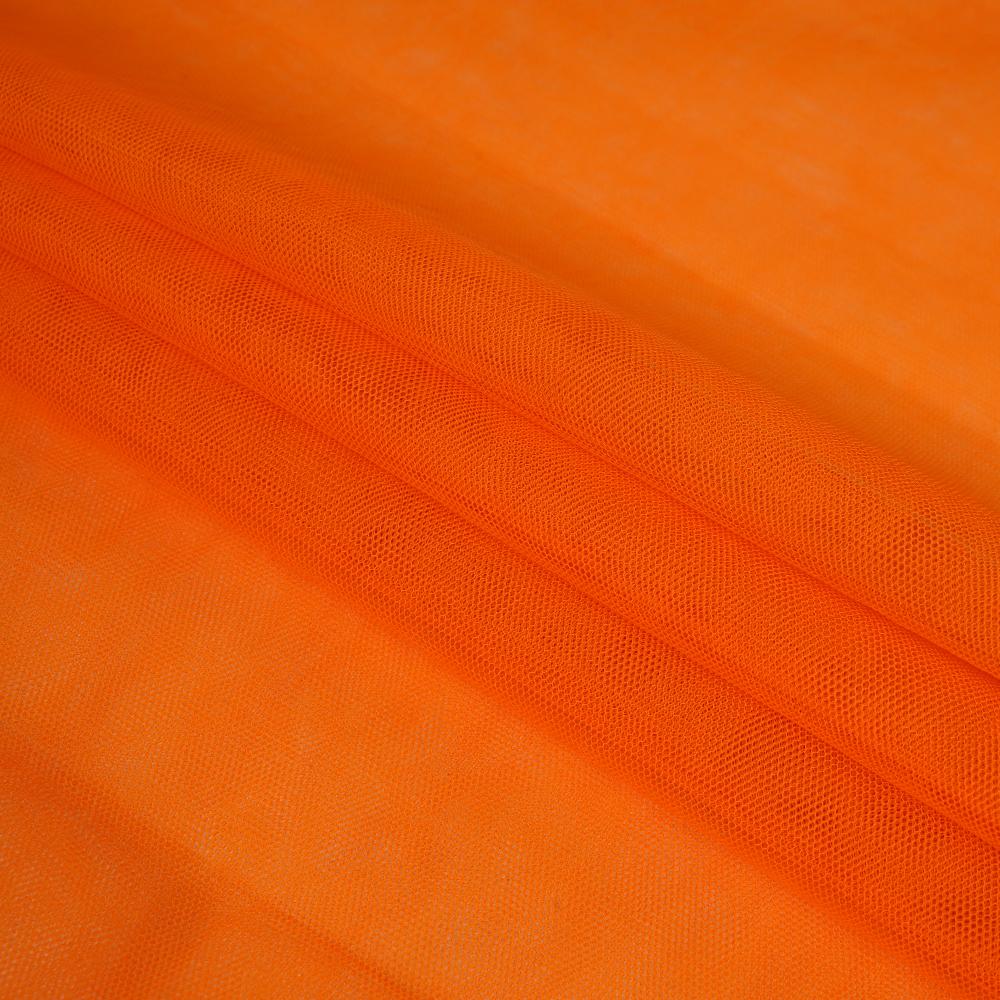 (Pre Cut 1.70 Mtr Piece) Orange Color Butterfly Net Fabric