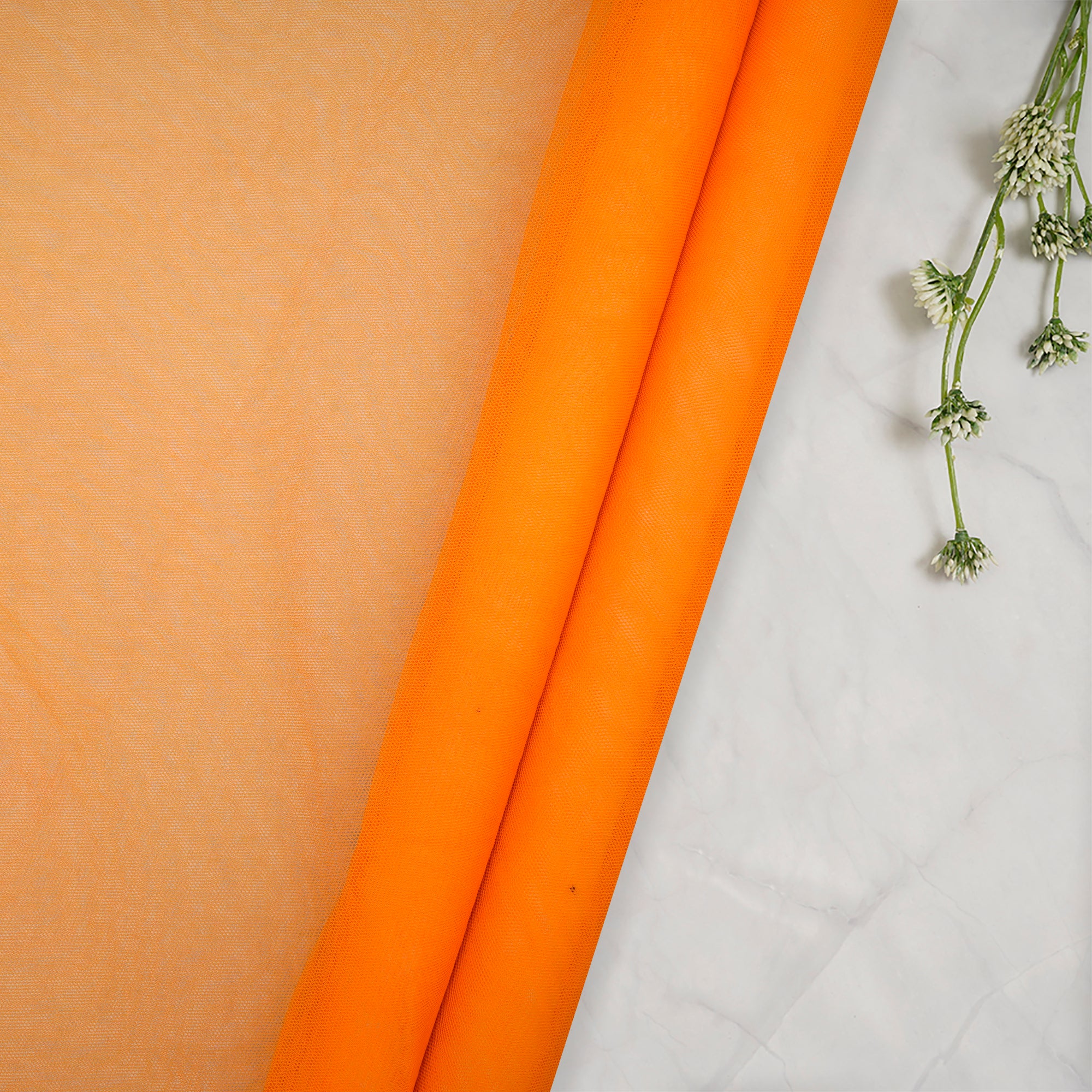 (Pre Cut 3.50 Mtr Piece) Orange Color Nylon Butterfly Net Fabric