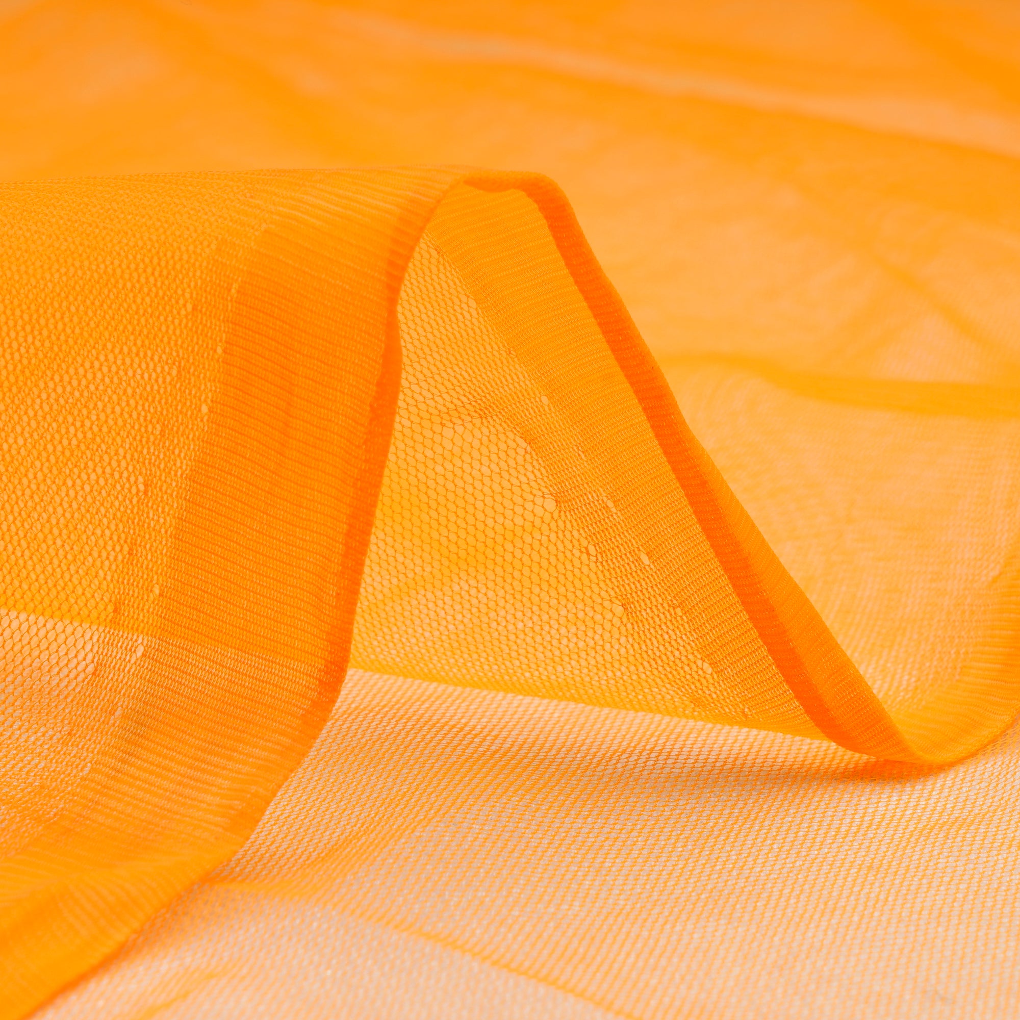 (Pre Cut 3.50 Mtr Piece) Orange Color Nylon Butterfly Net Fabric