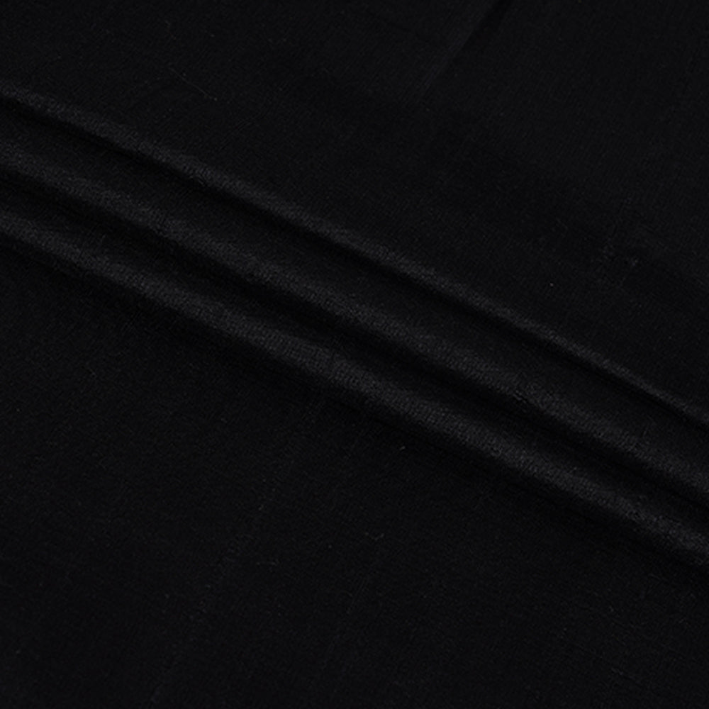 (Pre Cut 1.15 Mtr Piece) Black Color Dupion Silk Fabric