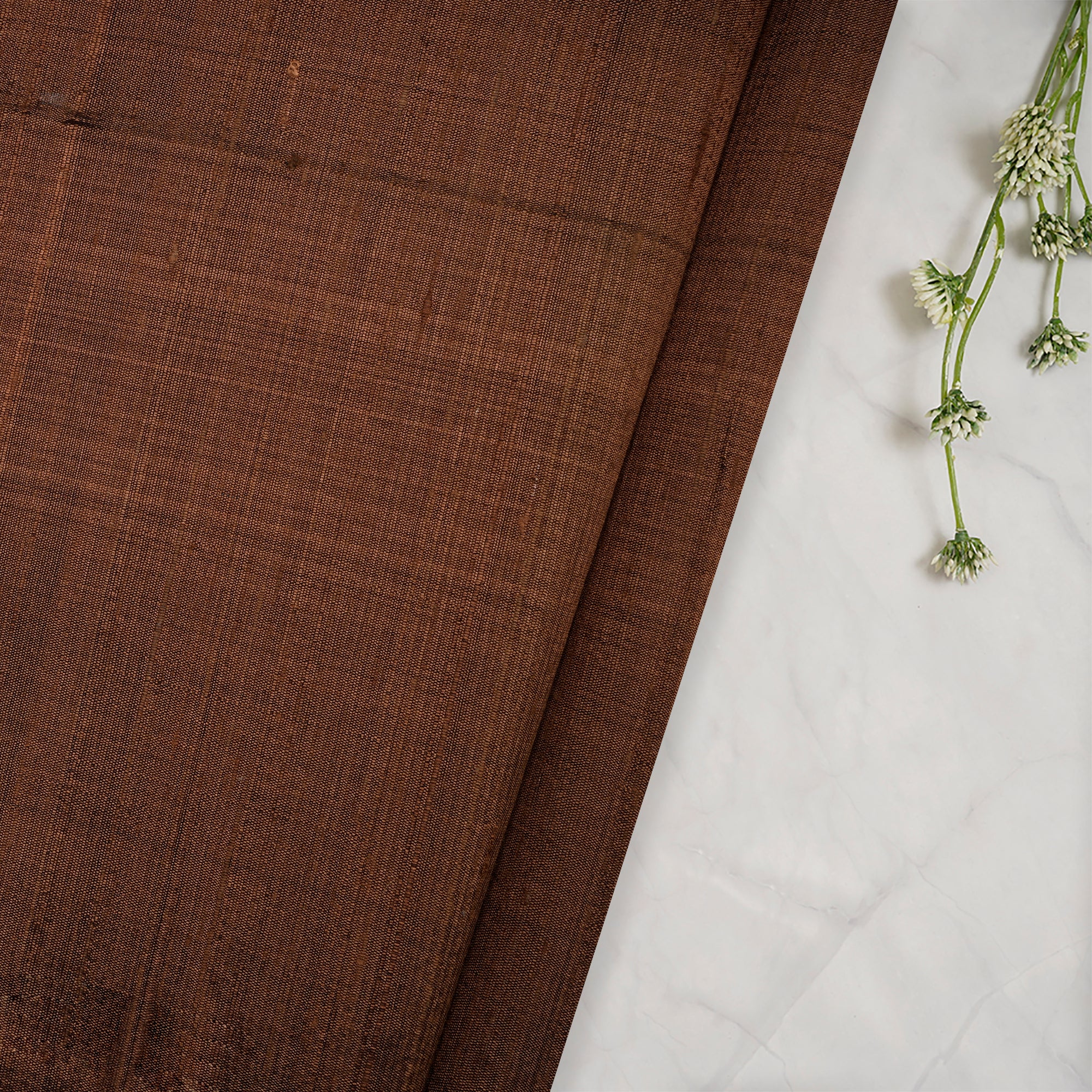 (Pre Cut 1.60 Mtr Piece) Brown Pink Color Dupion Silk Fabric