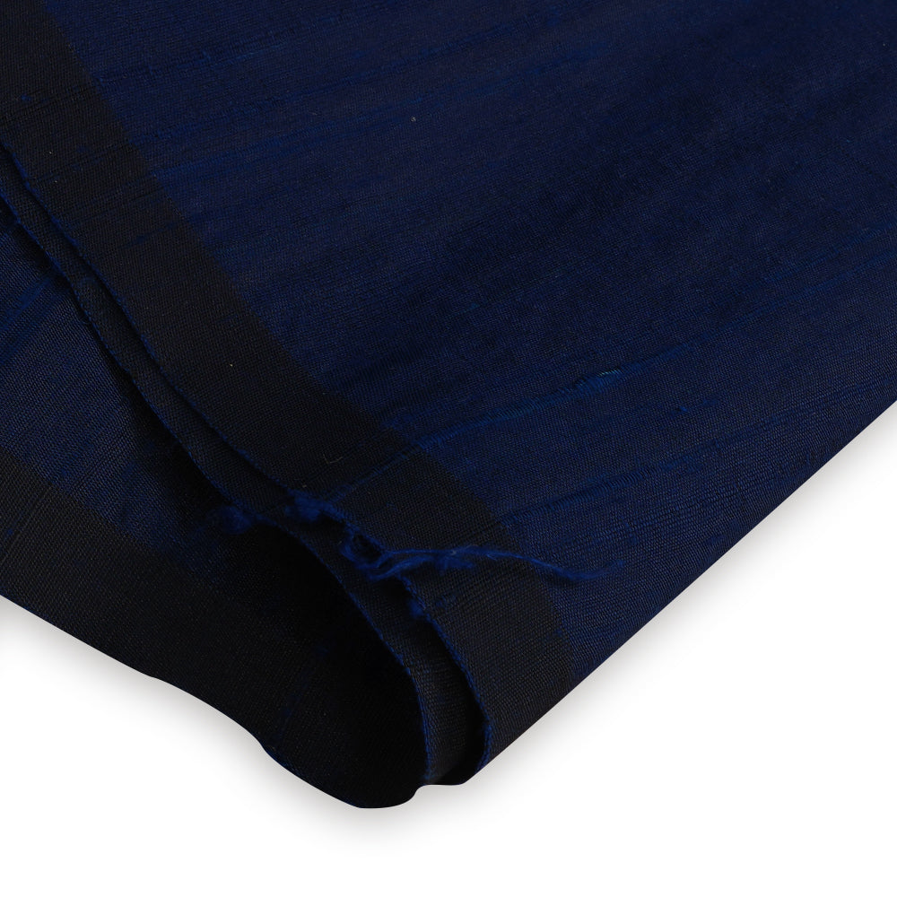 (Pre Cut 2 Mtr Piece) Dark Blue Color Dupion Silk Fabric
