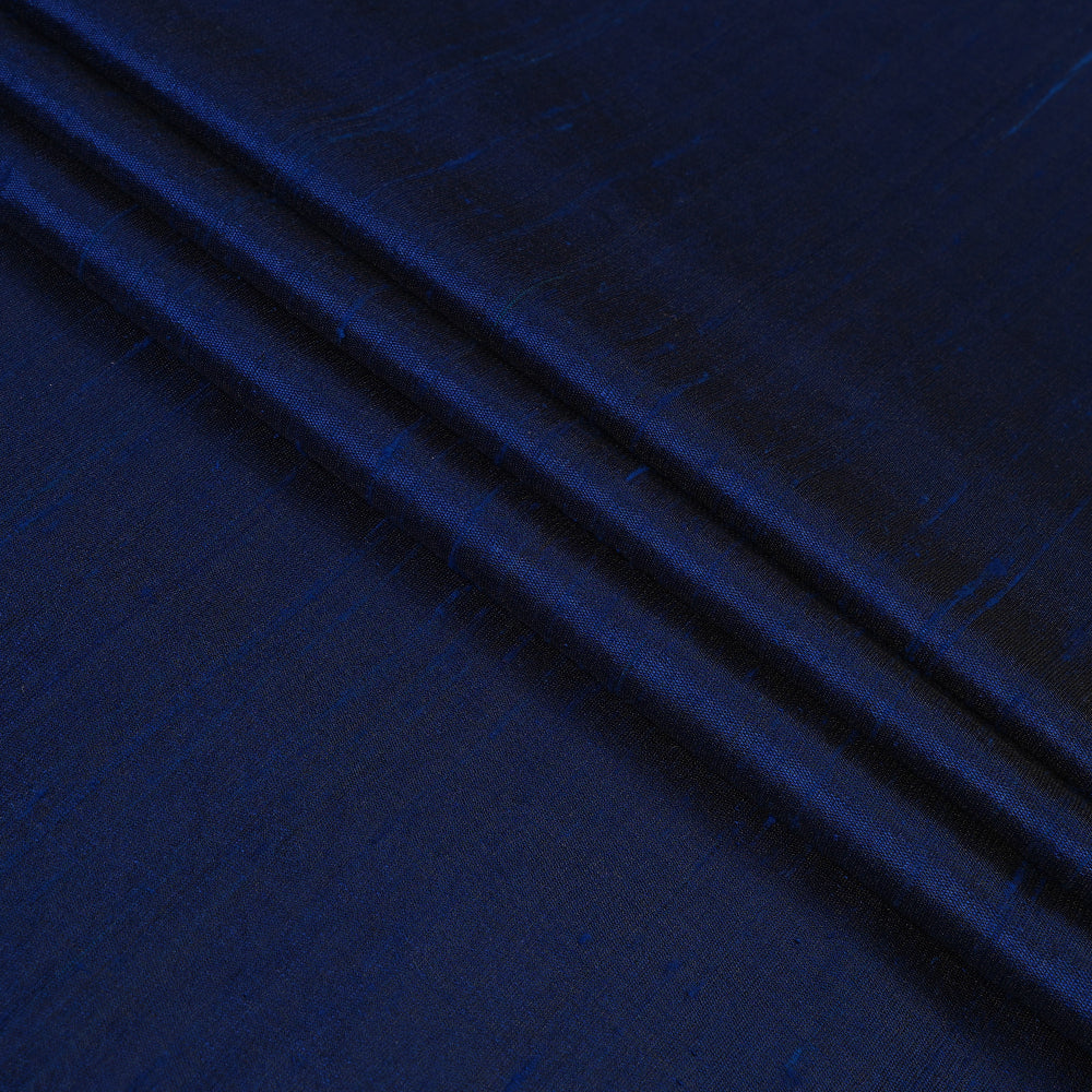 (Pre Cut 2 Mtr Piece) Dark Blue Color Dupion Silk Fabric