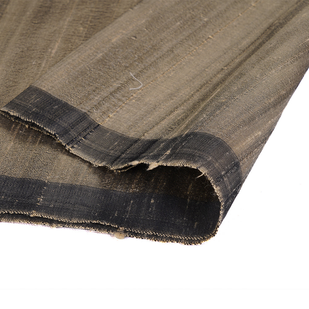 (Pre Cut 2.15 Mtr Piece) Black-Golden Color Dupion Silk Fabric