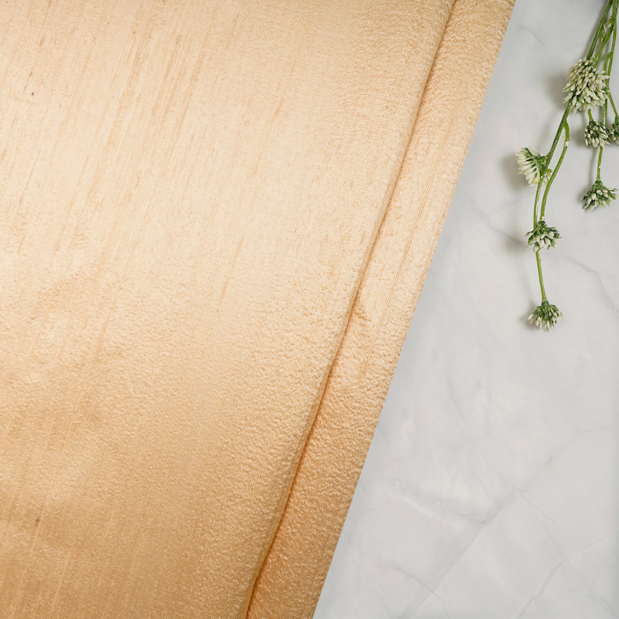 (Pre-Cut 2.30 Mtr) Gold Blended Dupion Silk Fabric