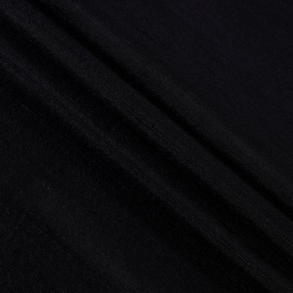 (Pre Cut 2.40 Mtr Piece) Black Color Dupion Silk Fabric
