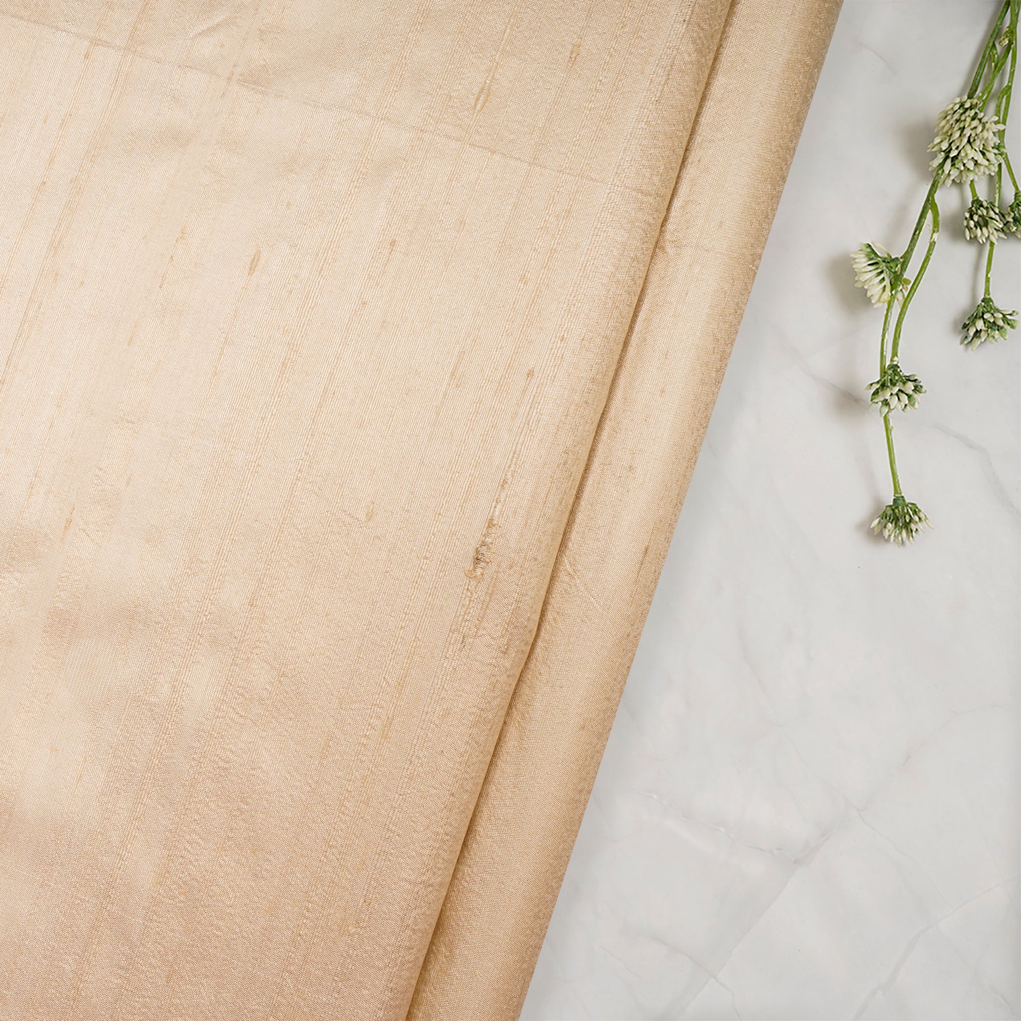 (Pre-Cut 2.50 Mtr )Cream Blended Dupion Silk Fabric