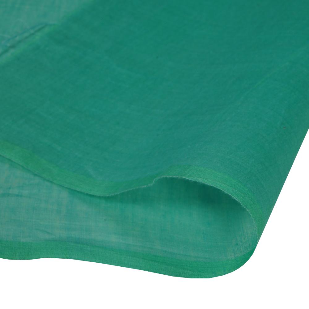 (Pre Cut 0.50 Mtr Piece) Sea Green Color Yarn Dyed Pure Chanderi Fabric