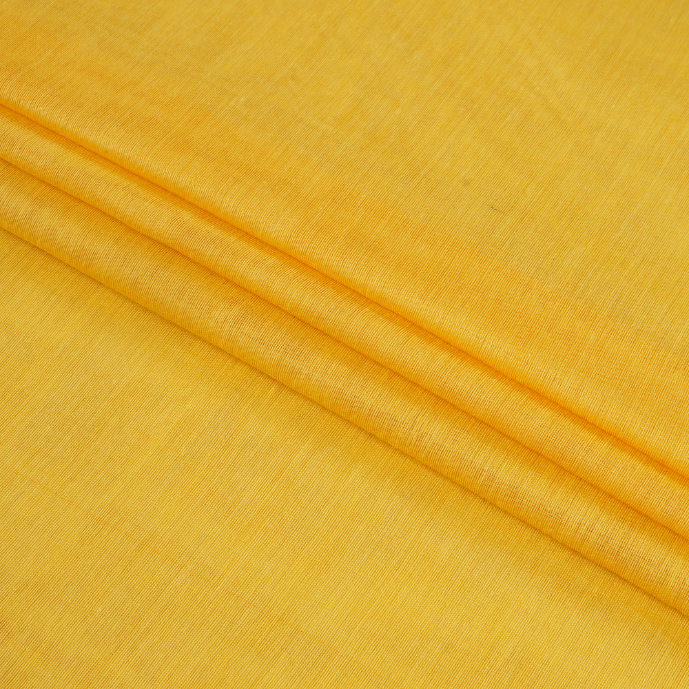 (Pre Cut 0.65 Mtr Piece) Yellow Color Yarn Dyed Pure Chanderi Fabric