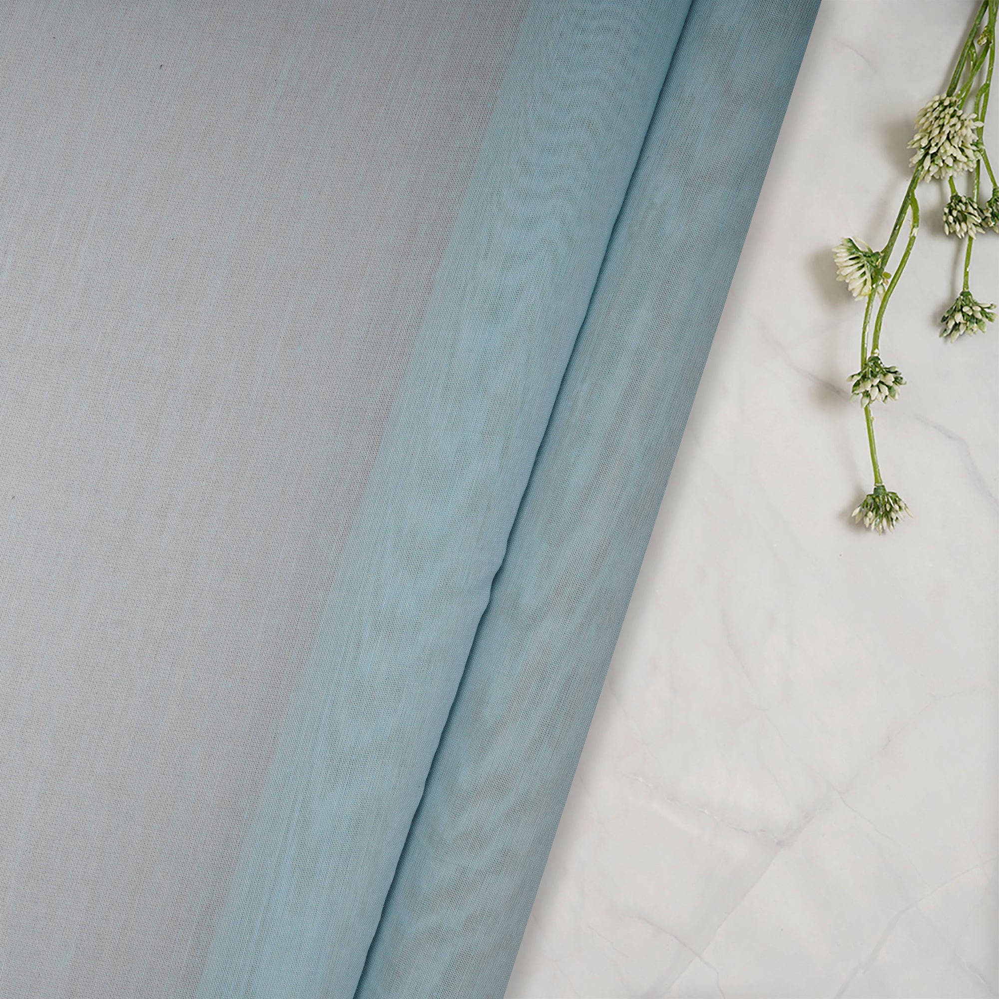 (Pre-Cut 1.00 Mtr) Light Blue Color Pure Chanderi Fabric