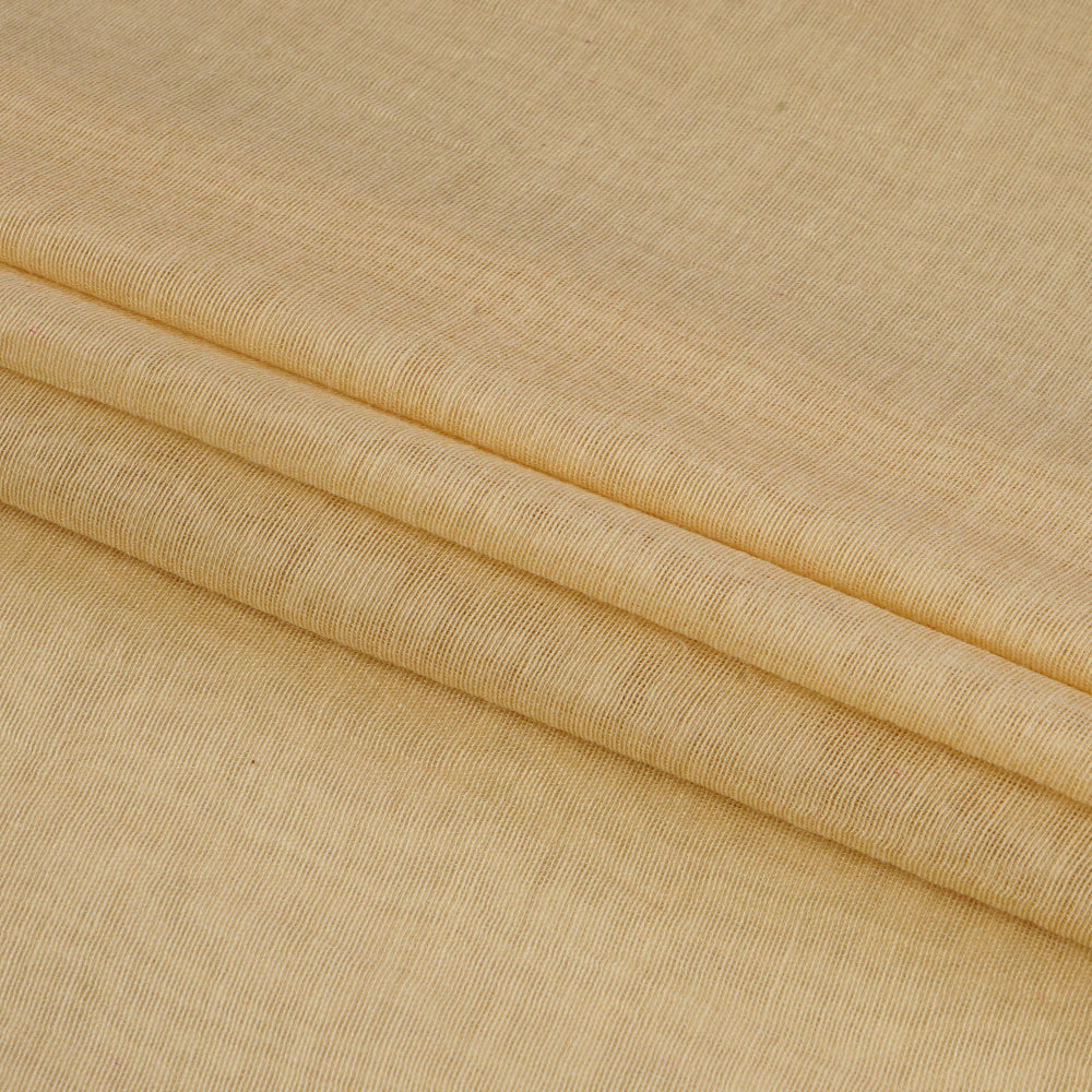 (Pre Cut 1.10 Mtr Piece) Beige Color Yarn Dyed Pure Chanderi Fabric