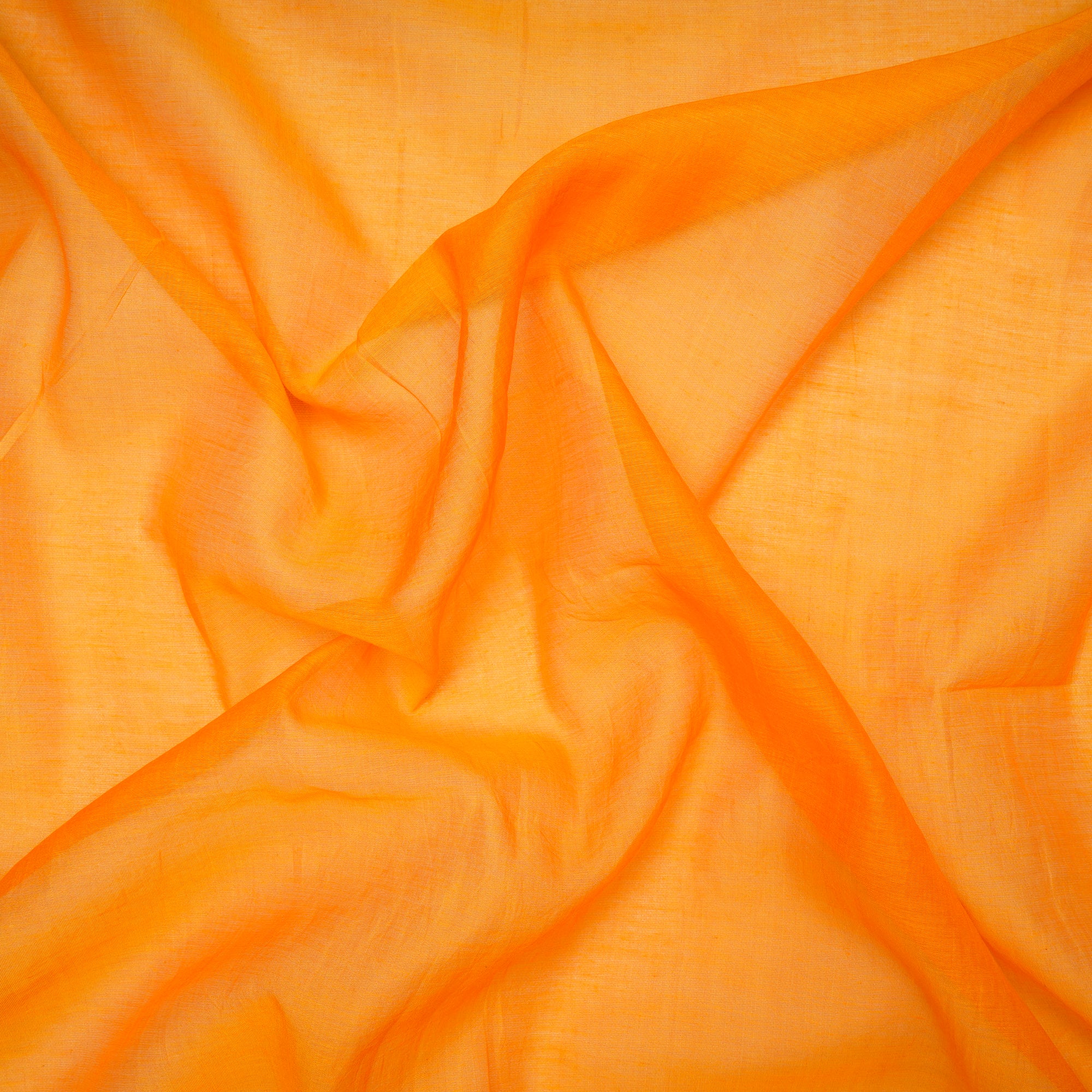 (Pre Cut 1.30 Mtr )Pumpkin Color Piece Dyed Fine Chanderi Fabric