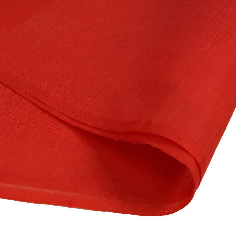 (Pre Cut 1.40 Mtr Piece) Red Color Yarn Dyed Pure Chanderi Fabric