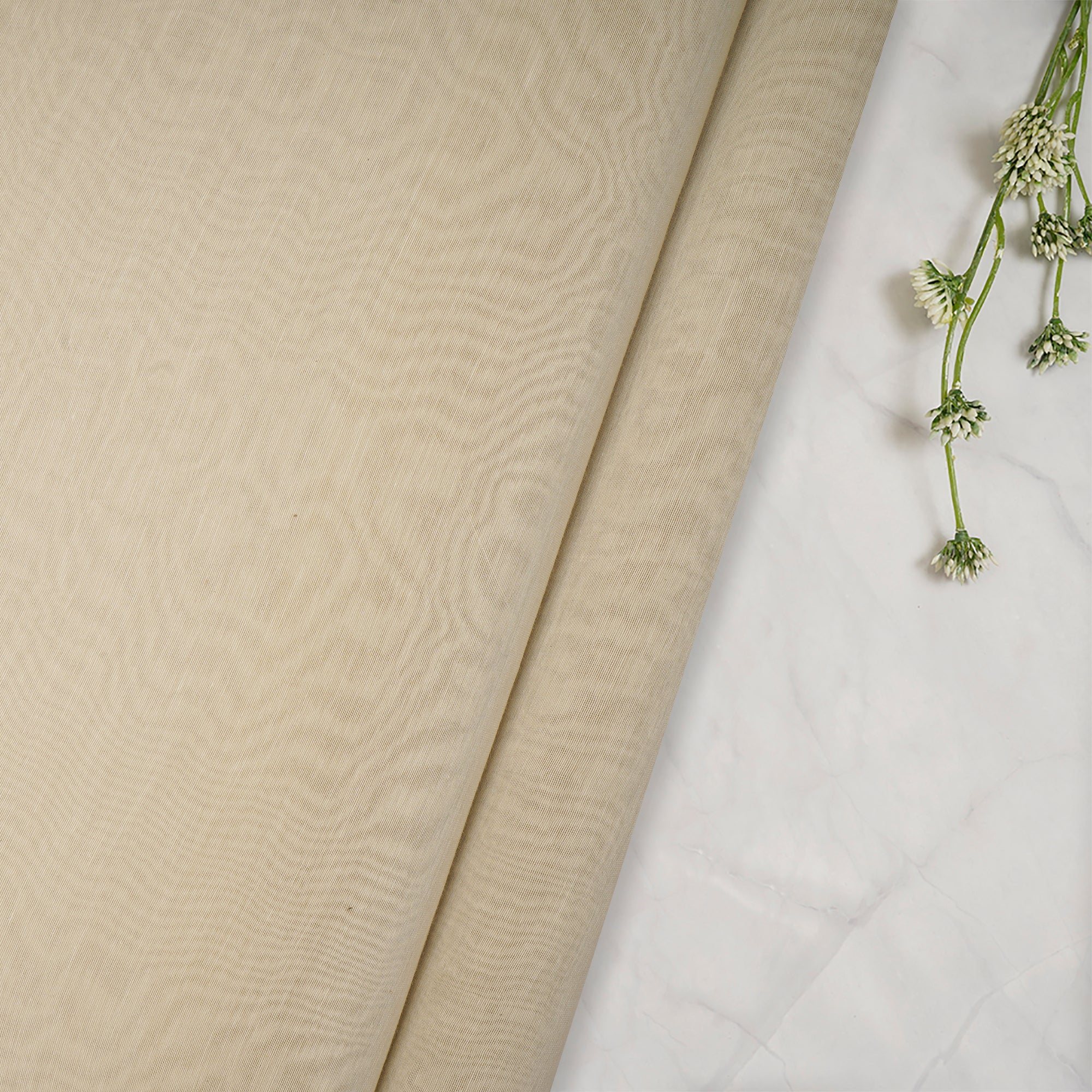 (Pre-Cut 1.60 Mtr) Cream Color Pure Chanderi Fabric