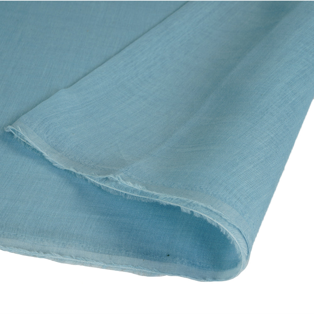 (Pre Cut 1.75 Mtr Piece) Sky Blue Color Yarn Dyed Pure Chanderi Fabric