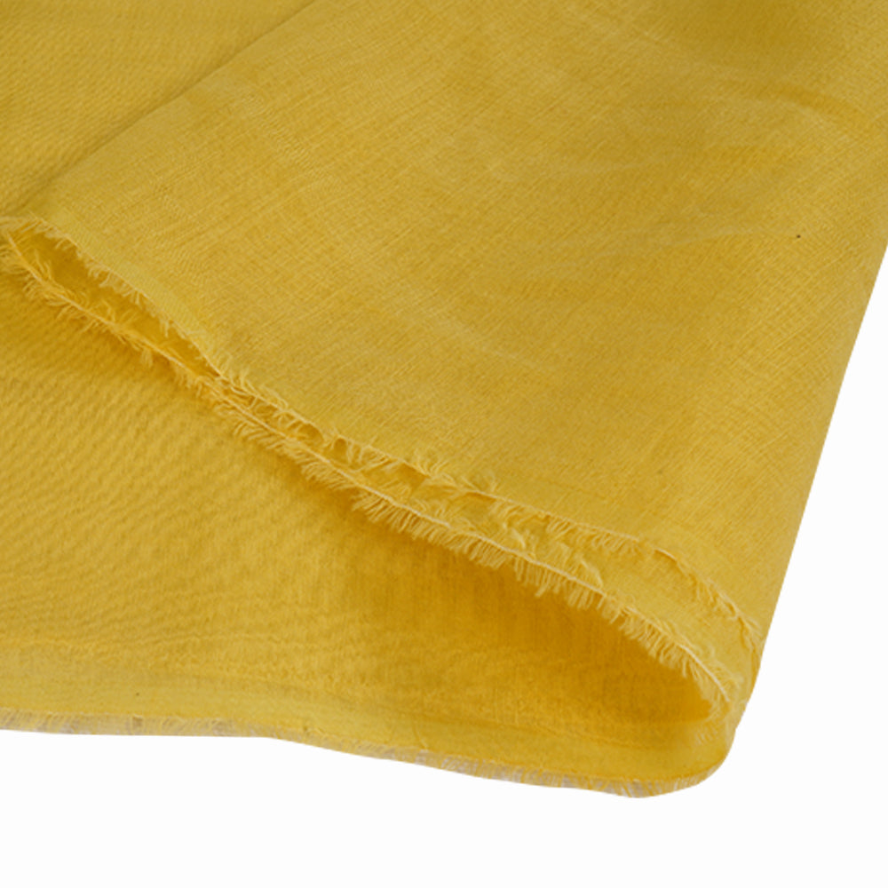 (Pre Cut 1.90 Mtr Piece) Yellow Color Yarn Dyed Pure Chanderi Fabric