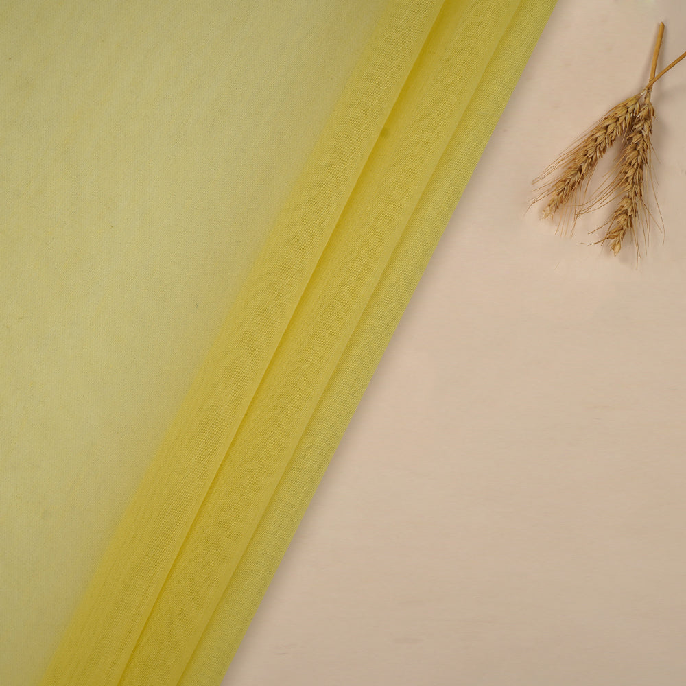 (Pre-Cut 2.40 Mtr ) Yellow Color Yarn Dyed Pure Chanderi Fabric