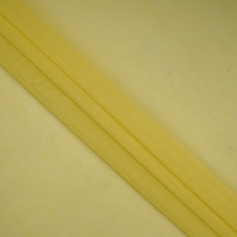 (Pre-Cut 2.40 Mtr ) Yellow Color Yarn Dyed Pure Chanderi Fabric